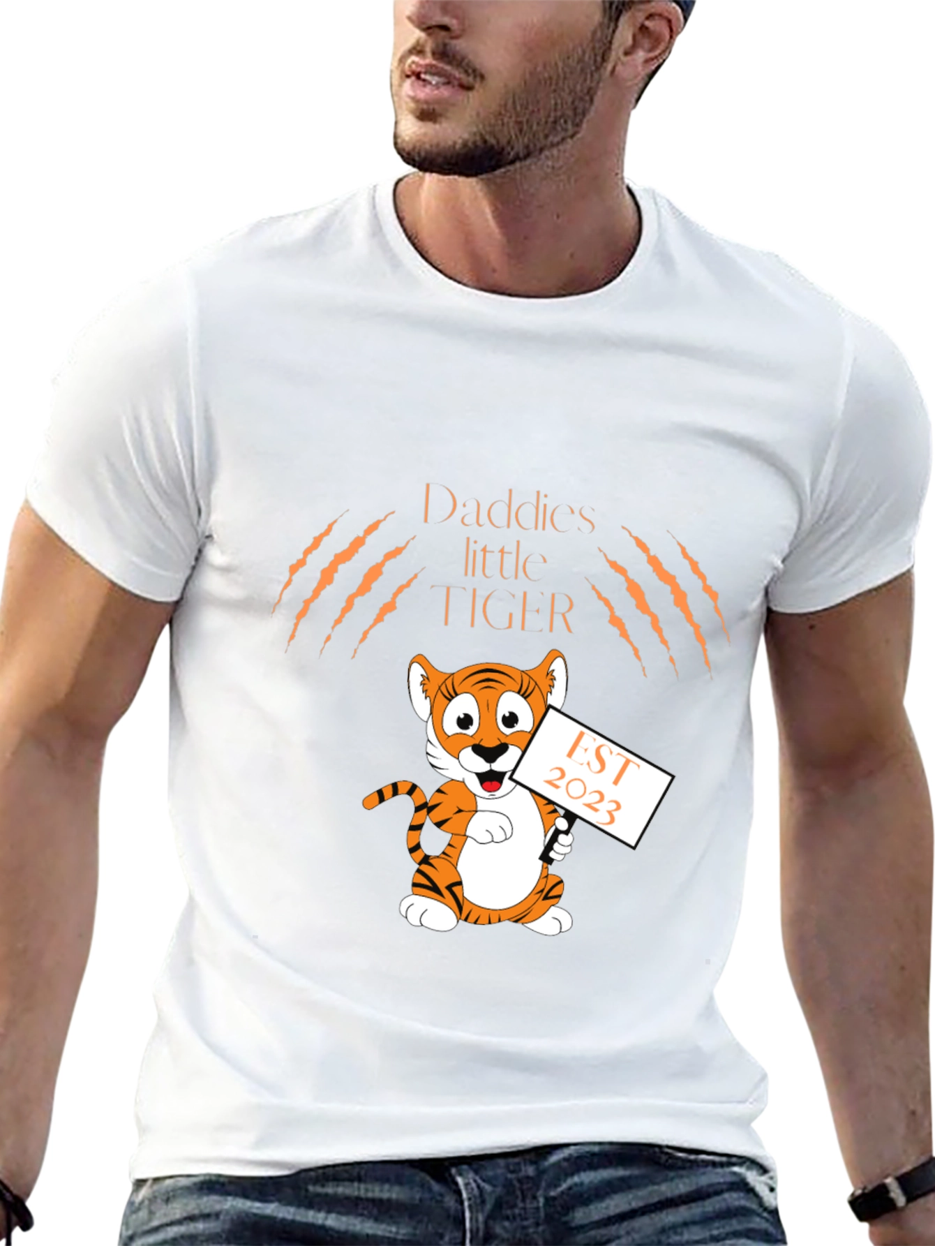 Daddys Little Tiger EST 2023 Black T-Shirt