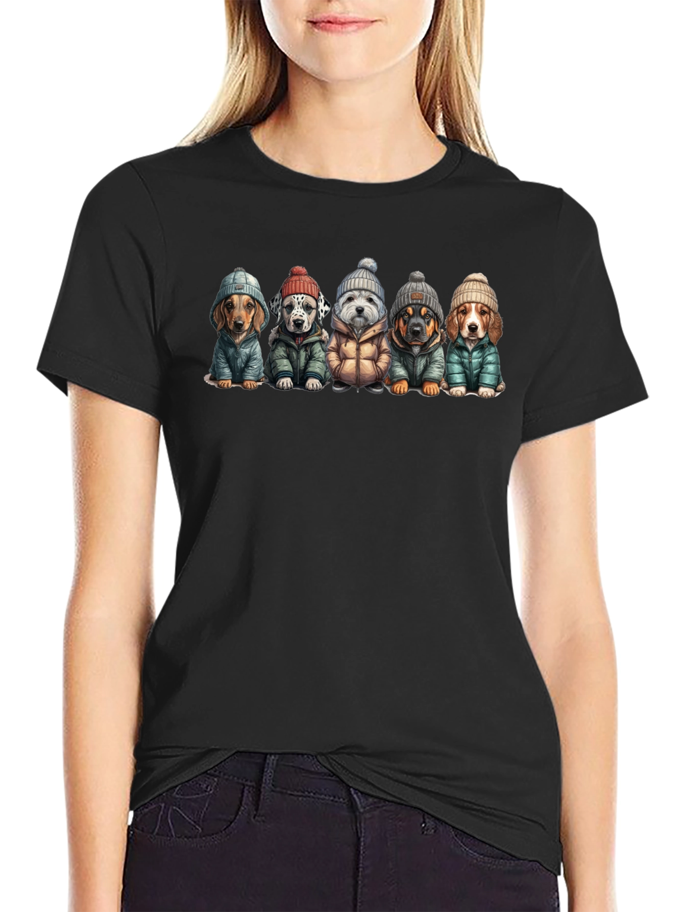 Dog Breed Winter Apparel Black T-Shirt