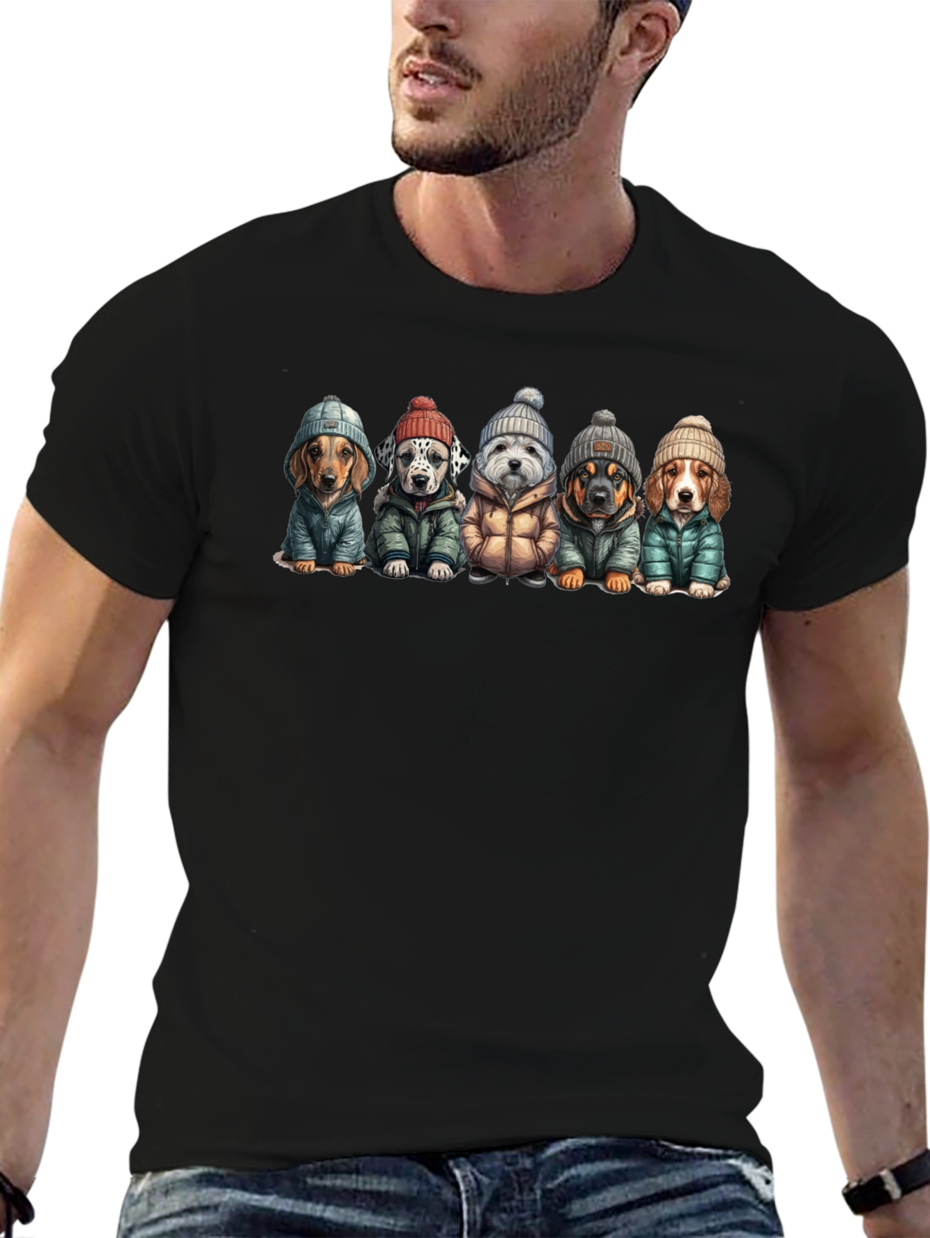 Dog Breed Winter Apparel Black T-Shirt