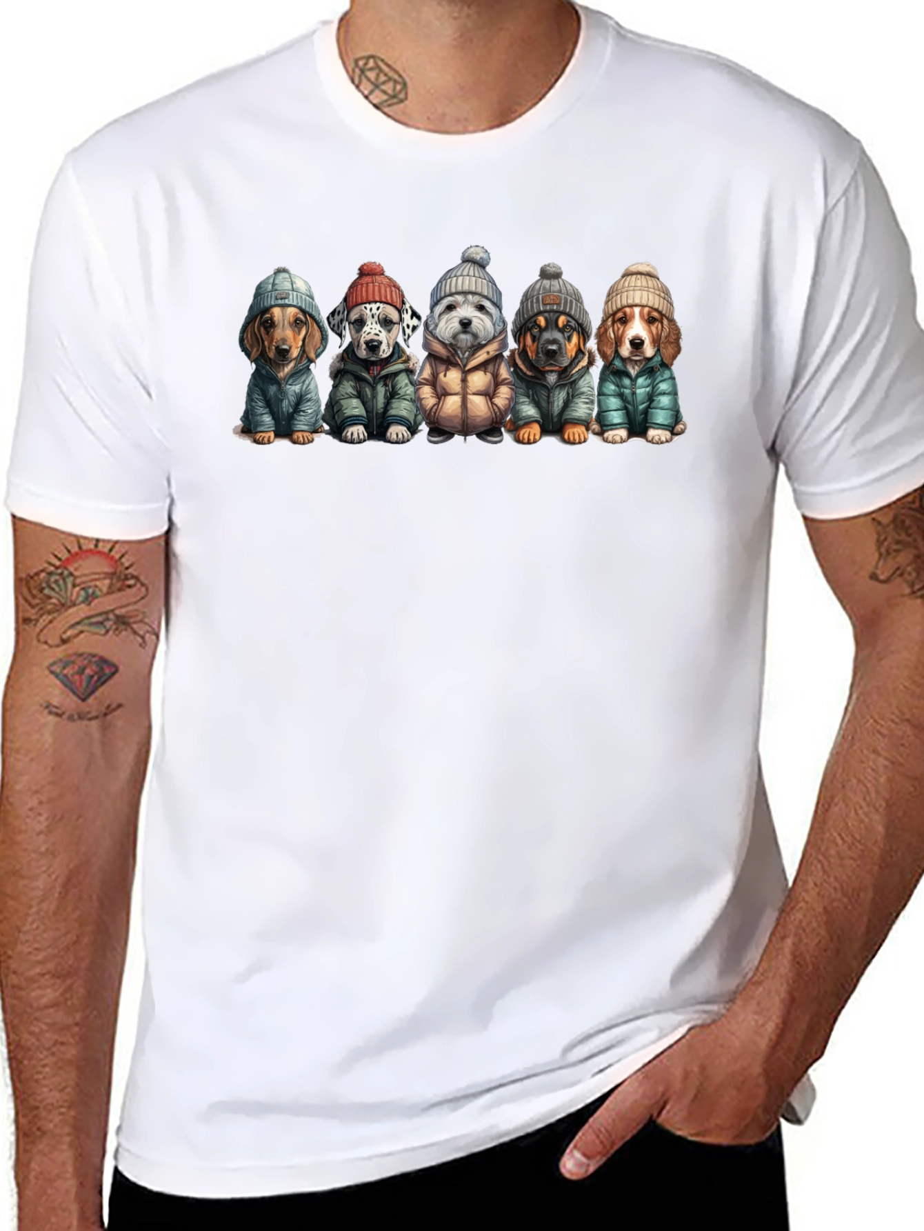 Dog Breed Winter Apparel Black T-Shirt