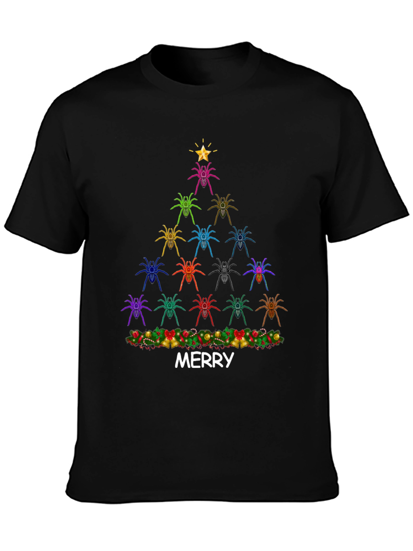 Spider Christmas Tree Graphic Tee - Merry Christmas