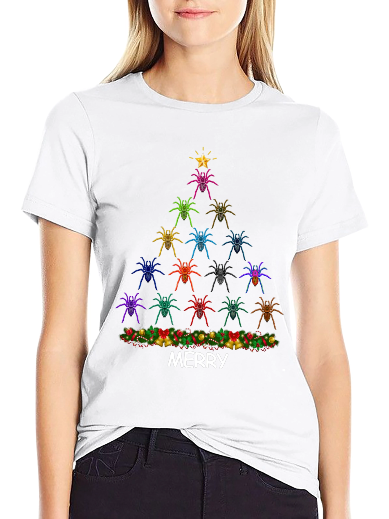 Spider Christmas Tree Graphic Tee - Merry Christmas