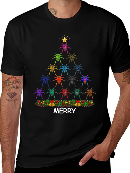 Spider Christmas Tree Graphic Tee - Merry Christmas