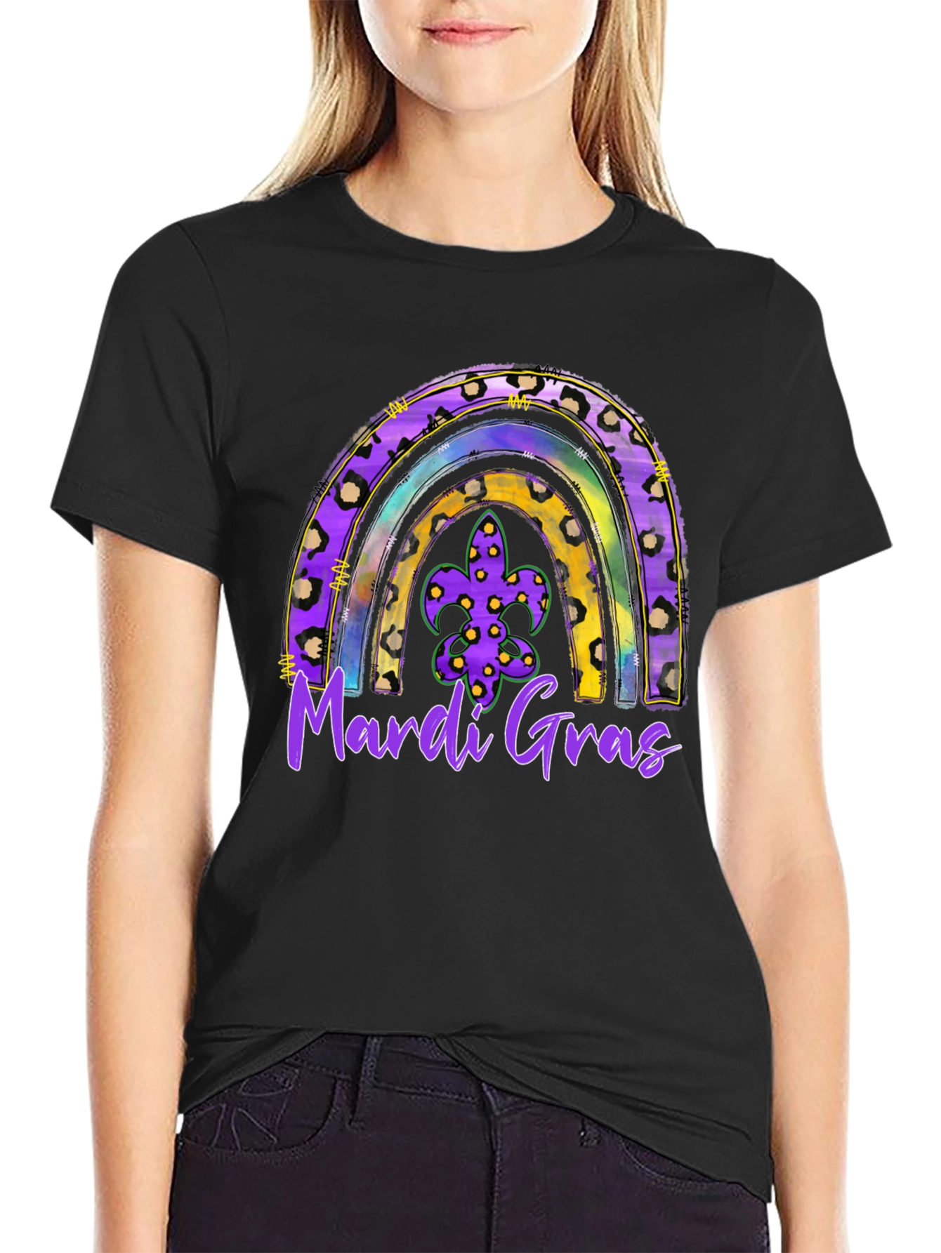 Mardi Gras Rainbow Leopard Print T-Shirt