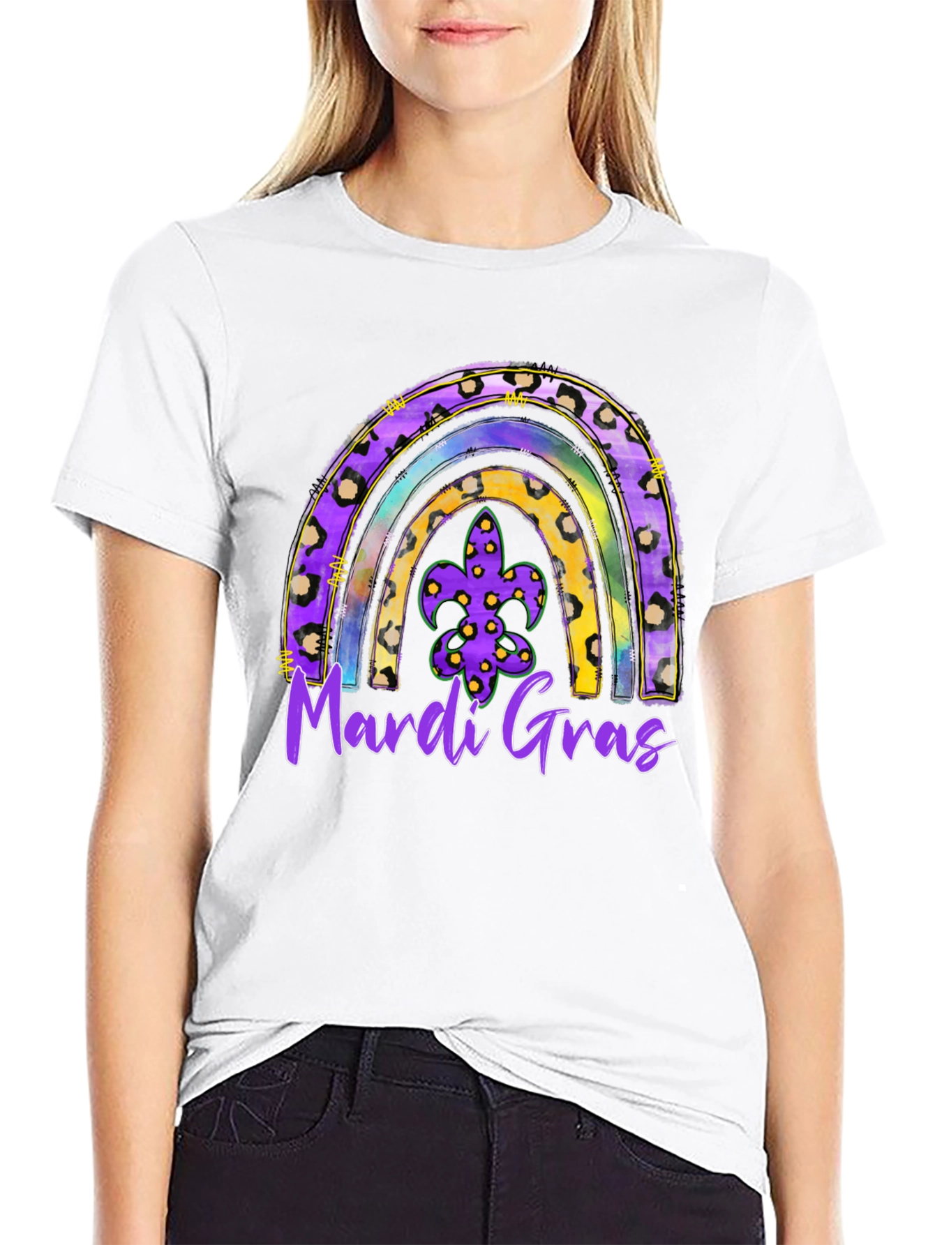 Mardi Gras Rainbow Leopard Print T-Shirt
