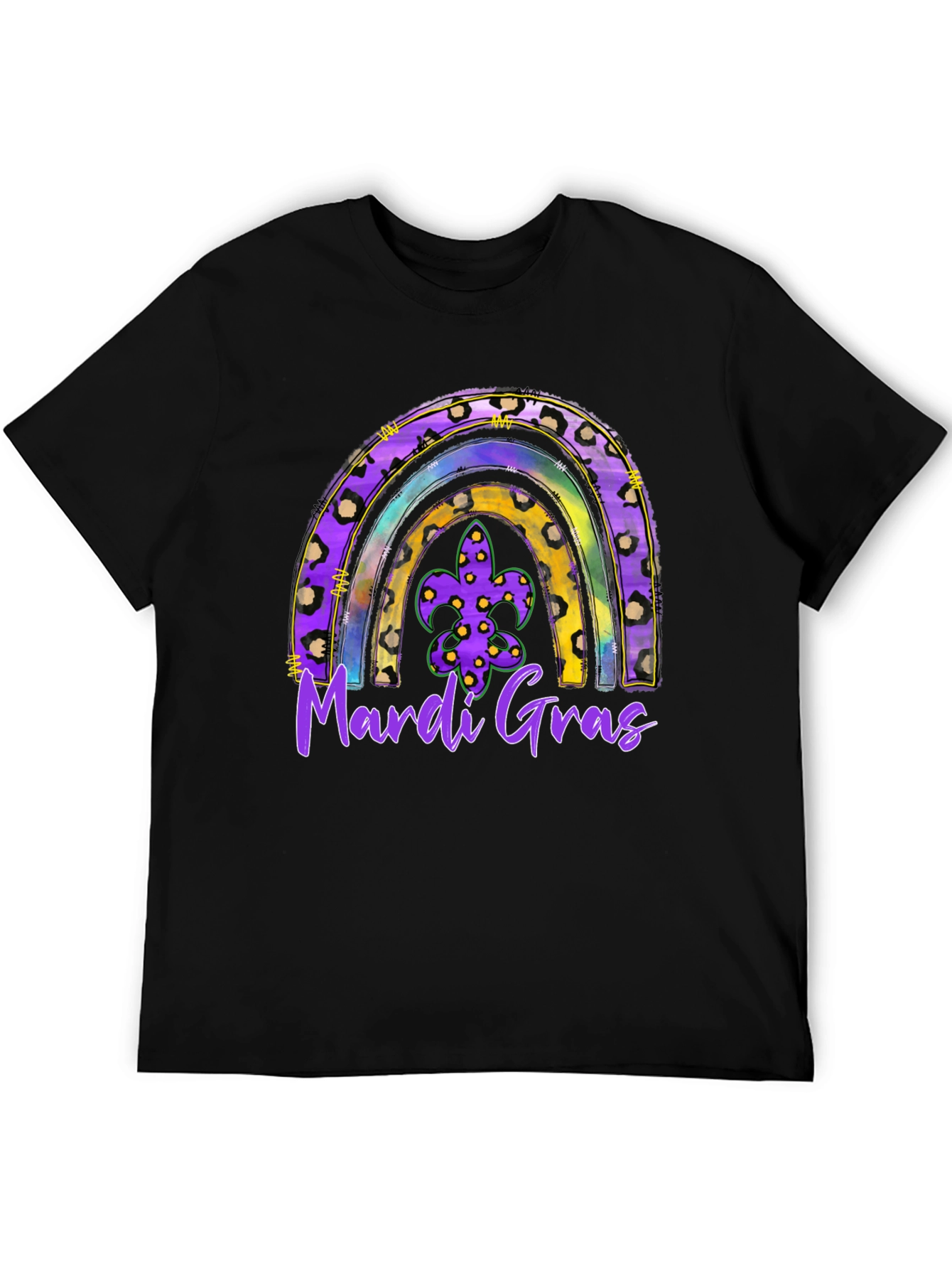Mardi Gras Rainbow Leopard Print T-Shirt