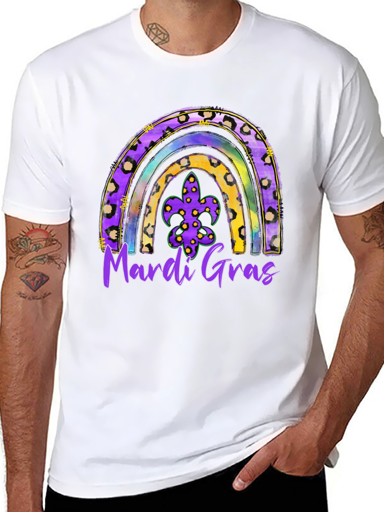 Mardi Gras Rainbow Leopard Print T-Shirt