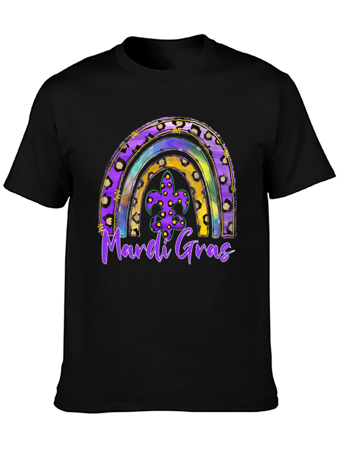 Mardi Gras Rainbow Leopard Print T-Shirt