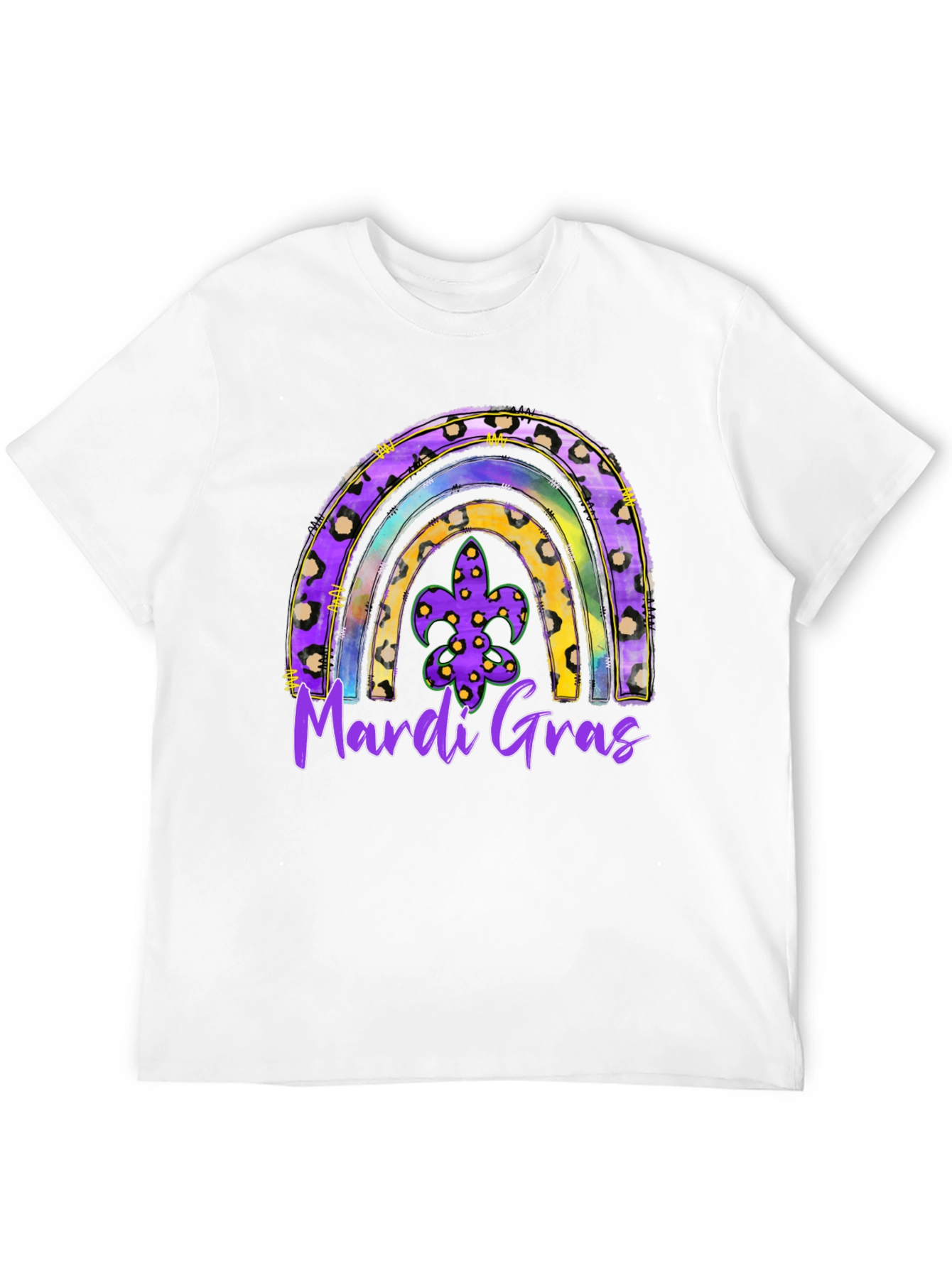 Mardi Gras Rainbow Leopard Print T-Shirt