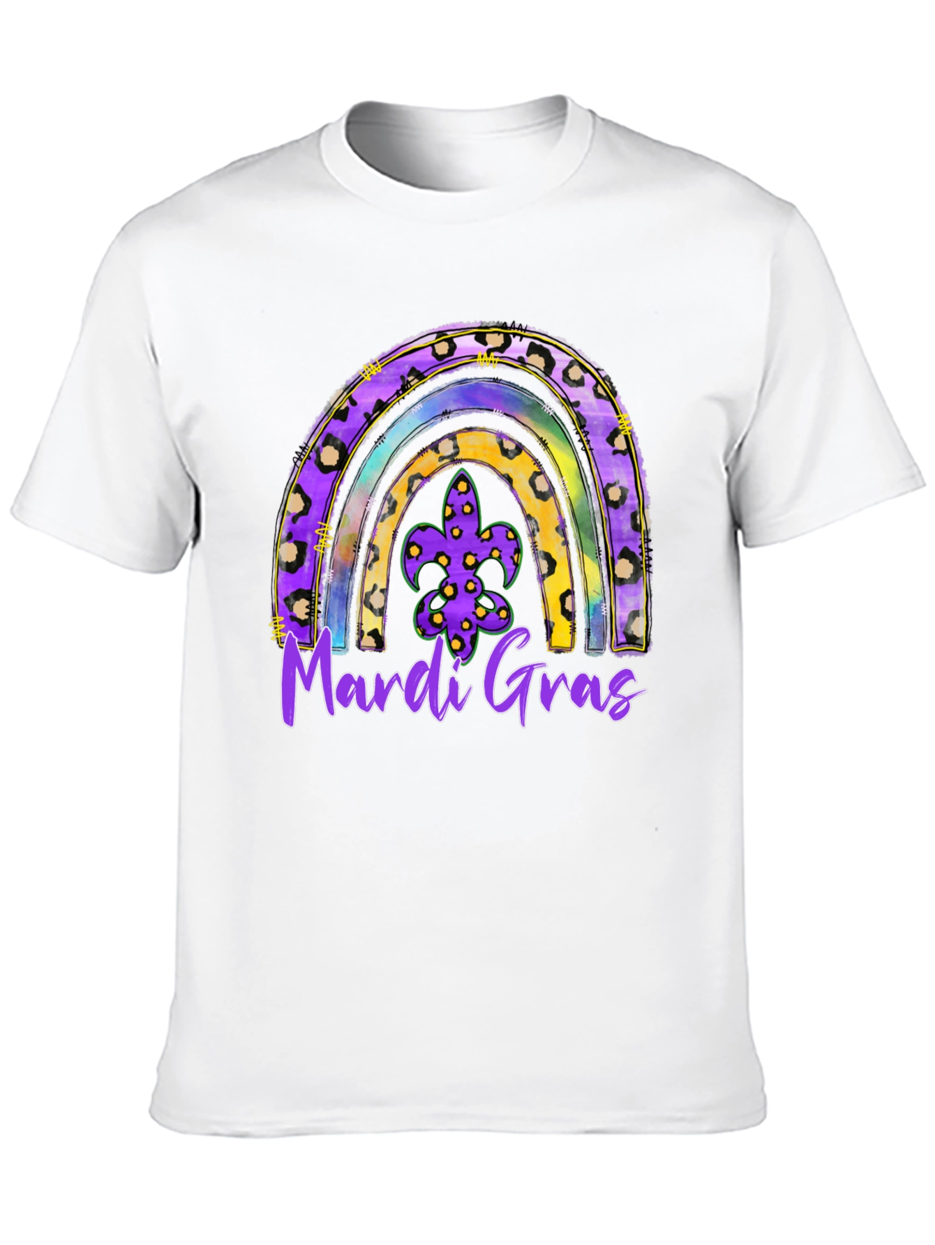 Mardi Gras Rainbow Leopard Print T-Shirt