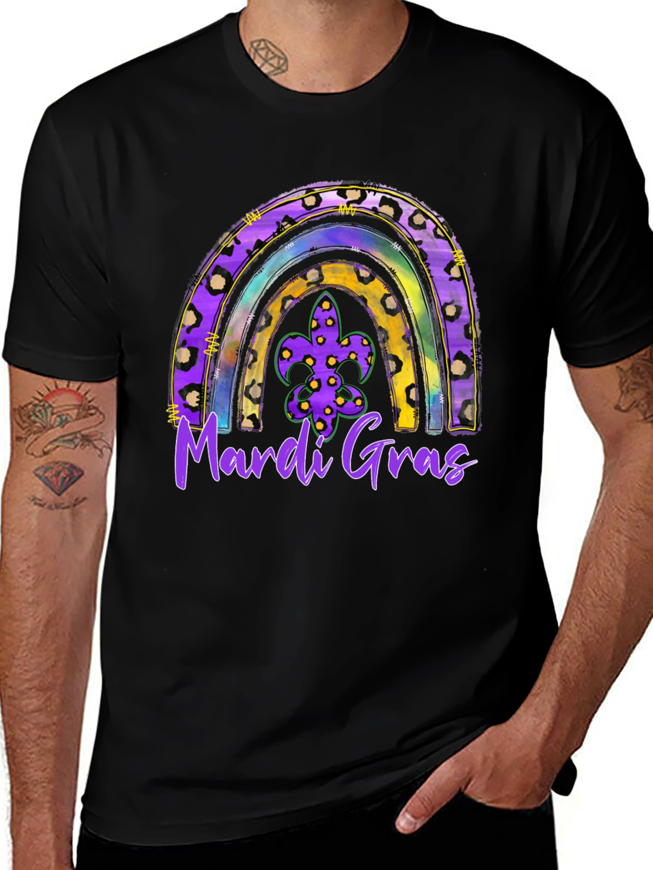 Mardi Gras Rainbow Leopard Print T-Shirt