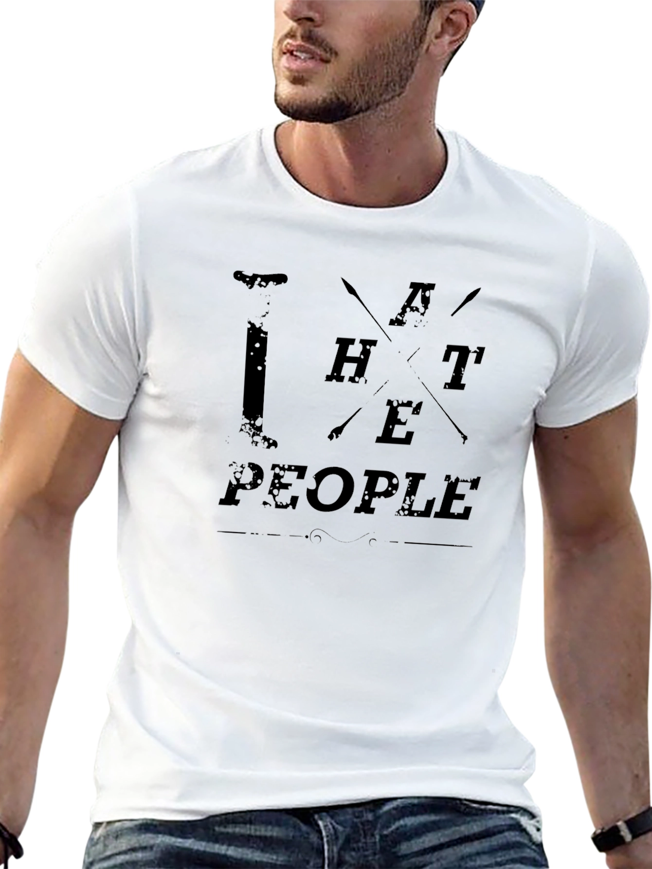 I Hate People Black Graphic T-Shirt