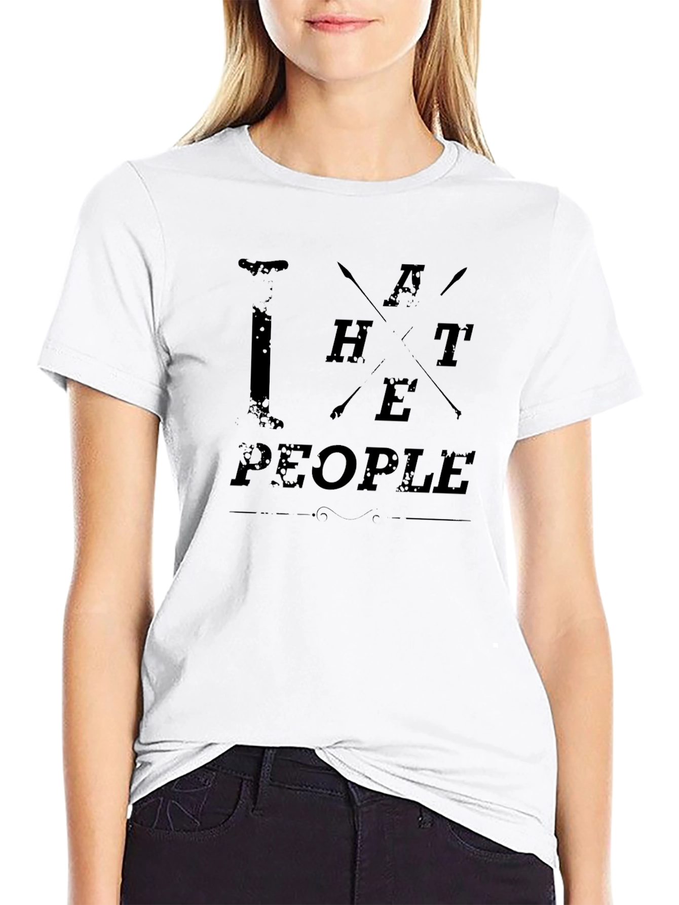I Hate People Black Graphic T-Shirt
