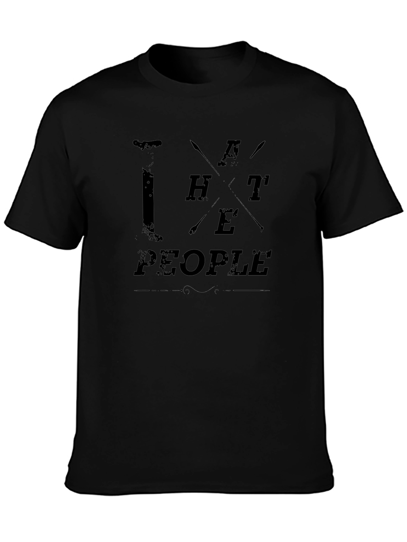I Hate People Black Graphic T-Shirt