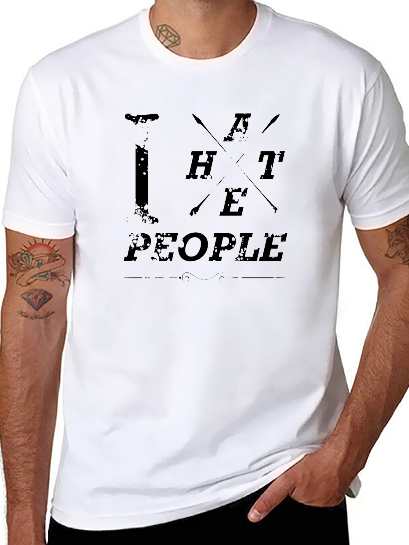 I Hate People Black Graphic T-Shirt