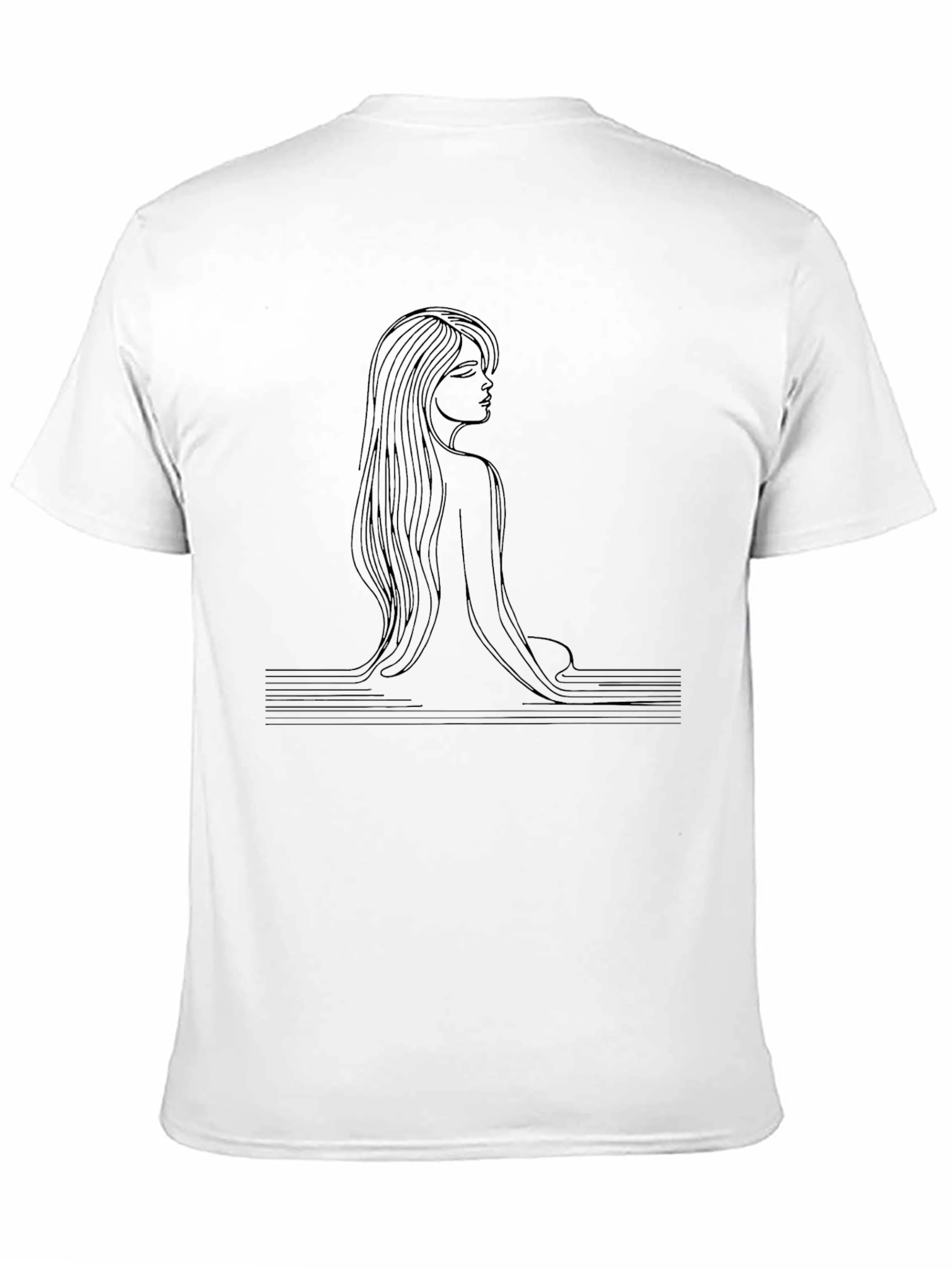 Minimalist Woman Line Art Black T-Shirt