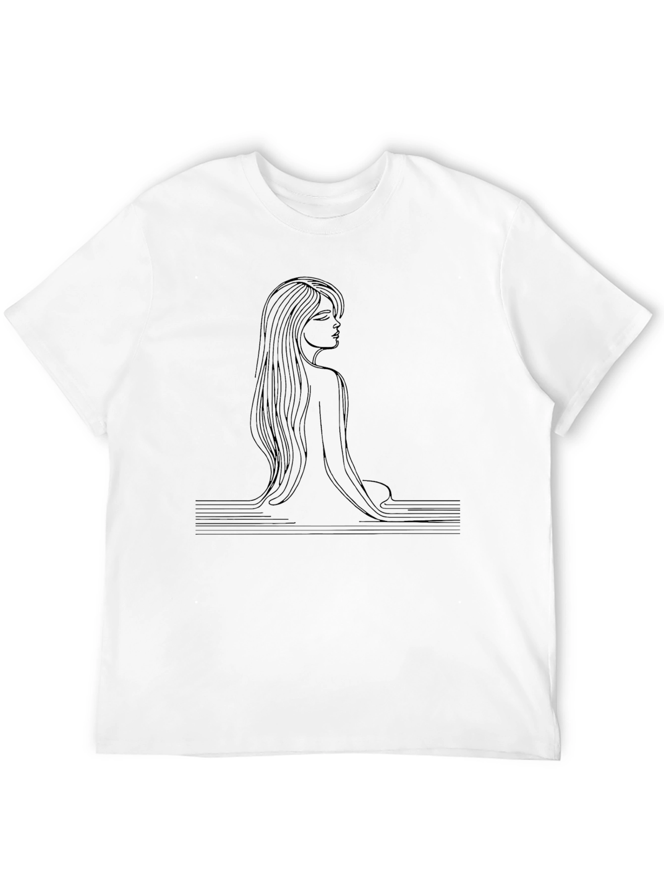 Minimalist Woman Line Art Black T-Shirt