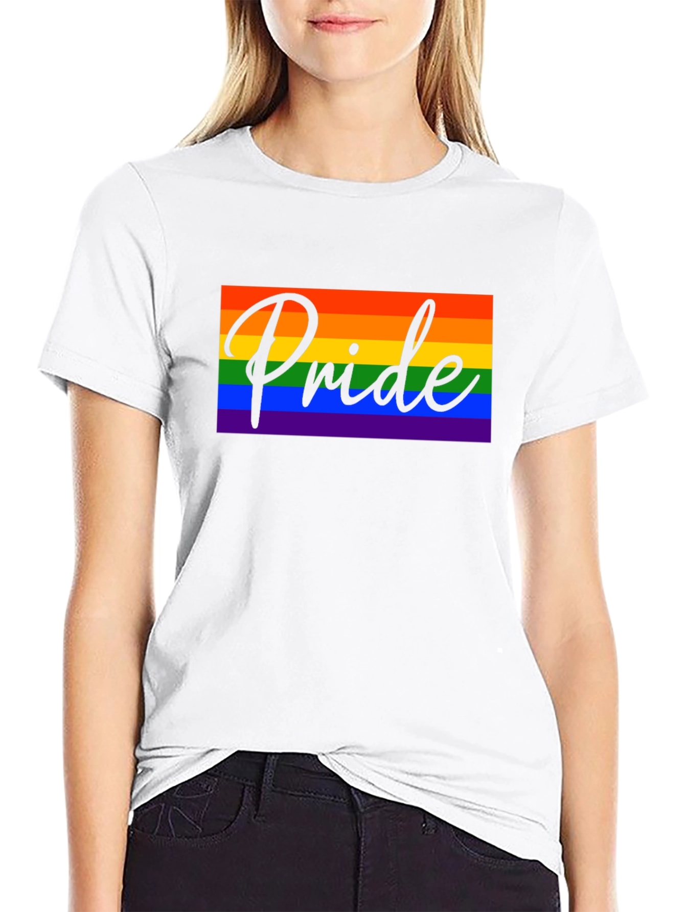 Pride Rainbow Graphic Tee - Black