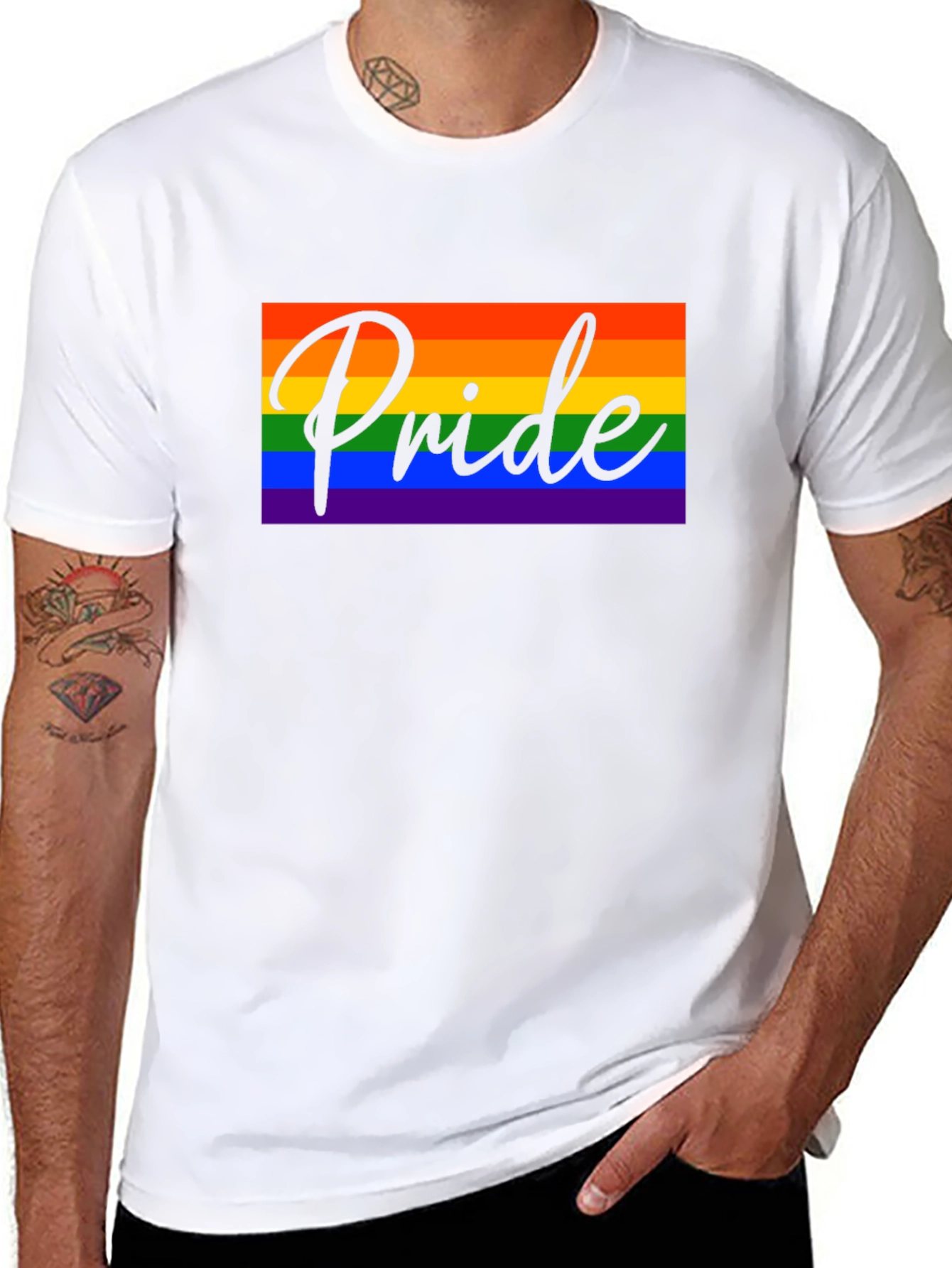 Pride Rainbow Graphic Tee - Black