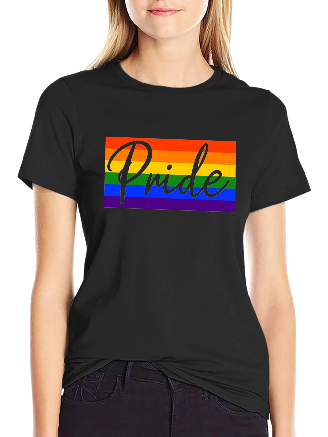 Pride Rainbow Graphic Tee - Black