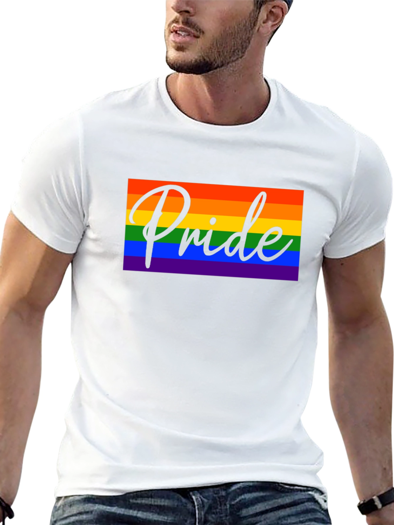 Pride Rainbow Graphic Tee - Black