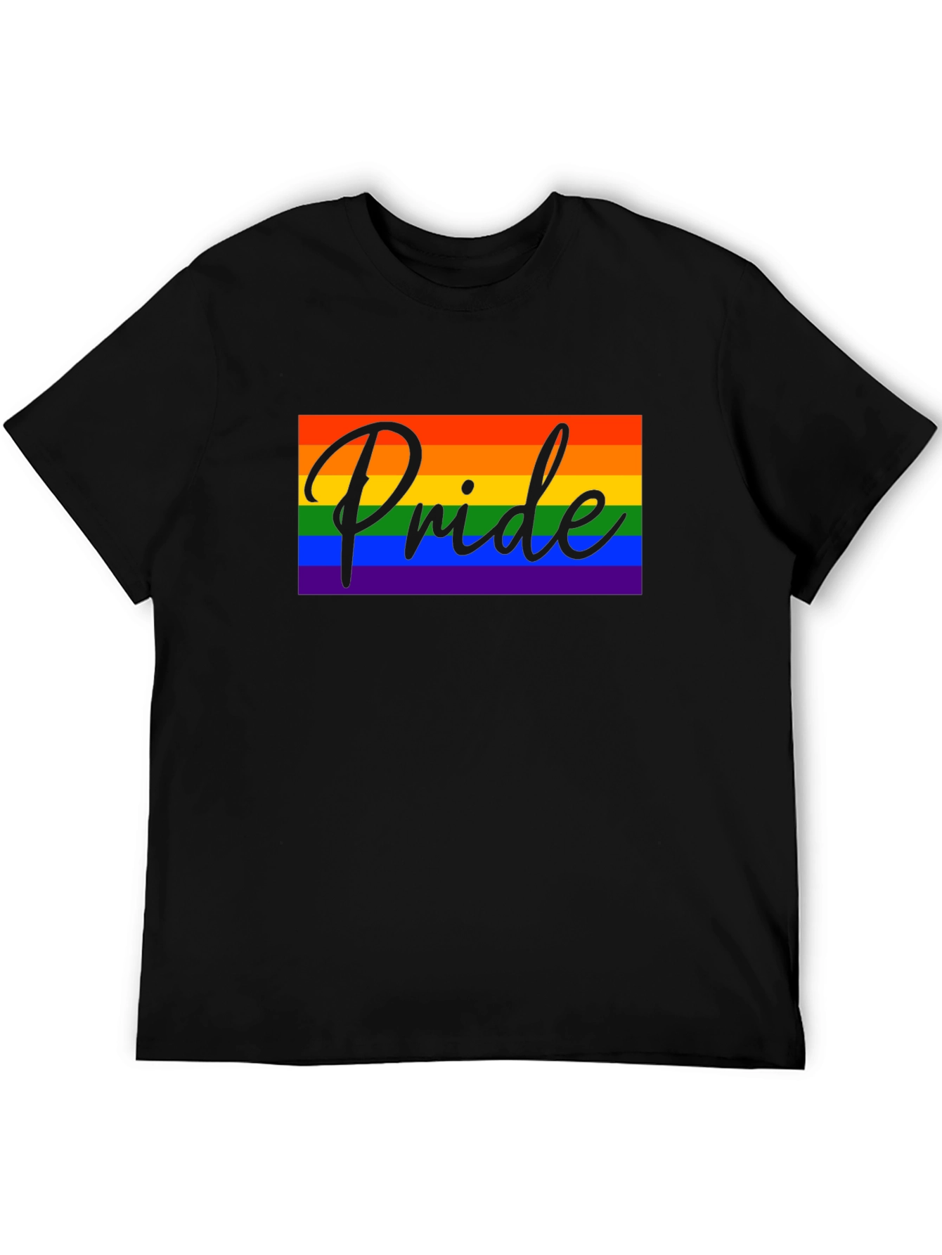 Pride Rainbow Graphic Tee - Black