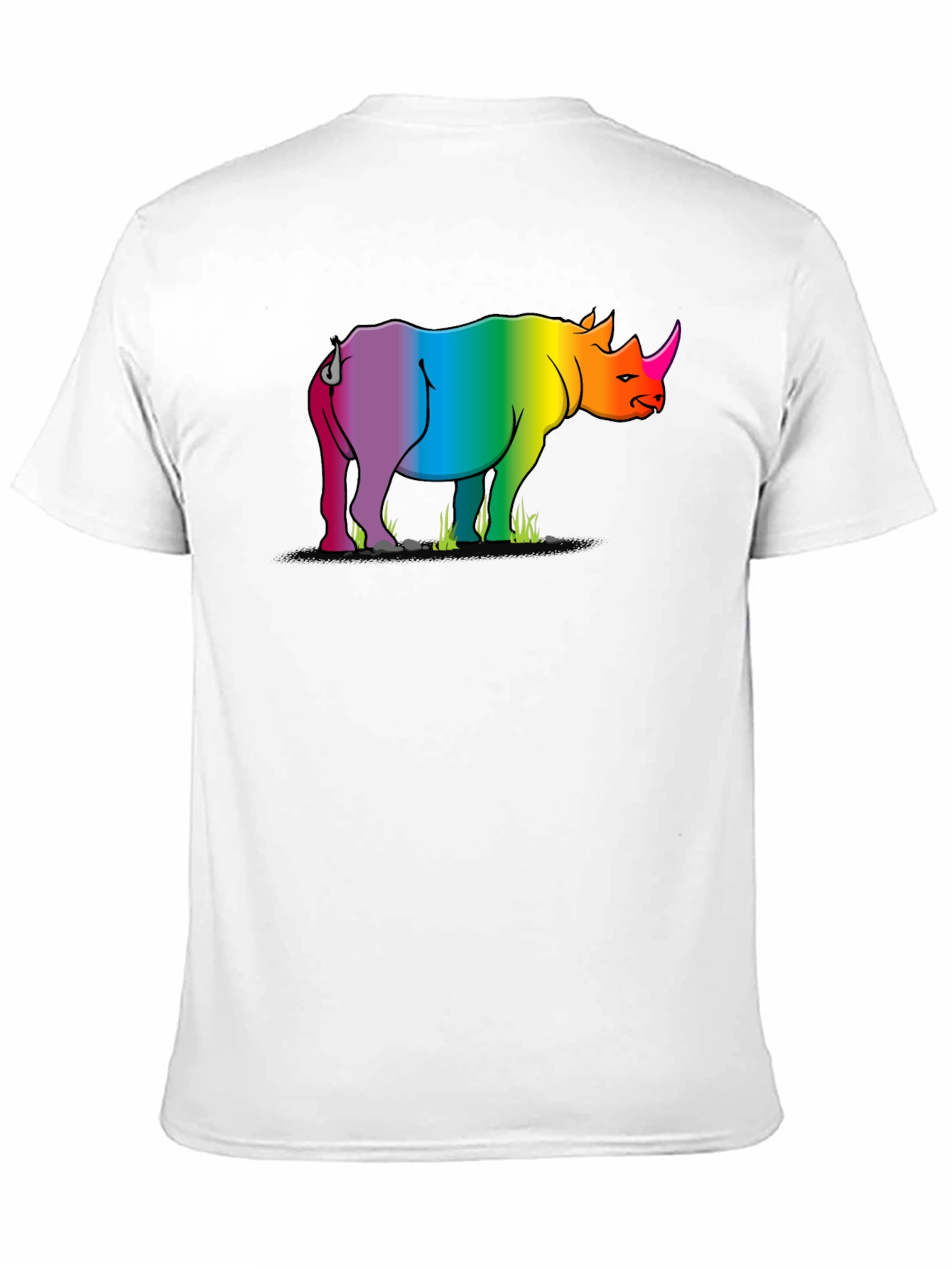 Rainbow Rhino Graphic Tee - Black Cotton T-Shirt