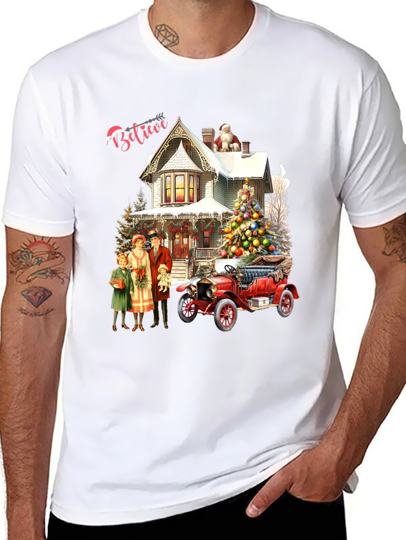 Believe Christmas Family & Car T-Shirt