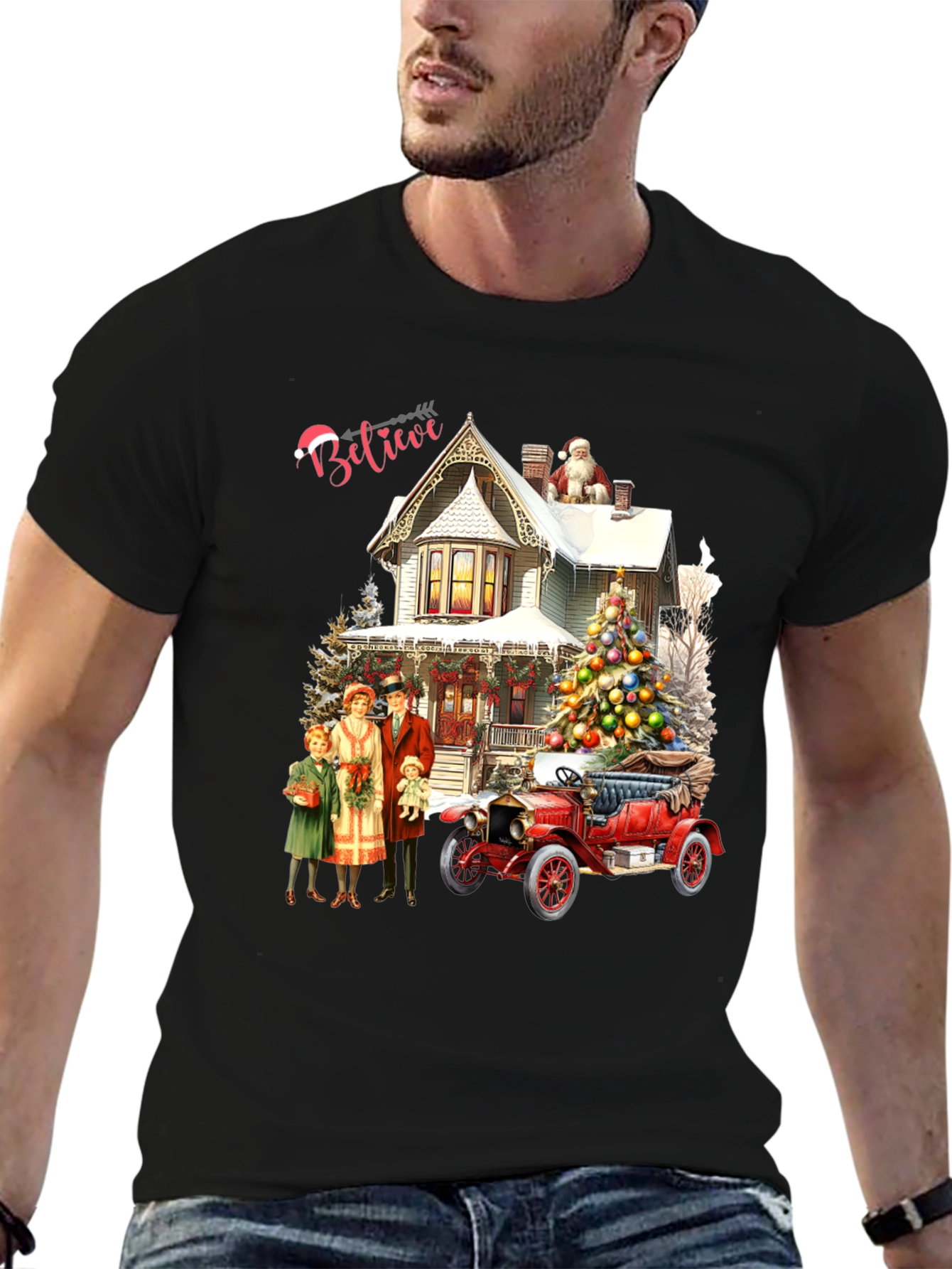 Believe Christmas Family & Car T-Shirt