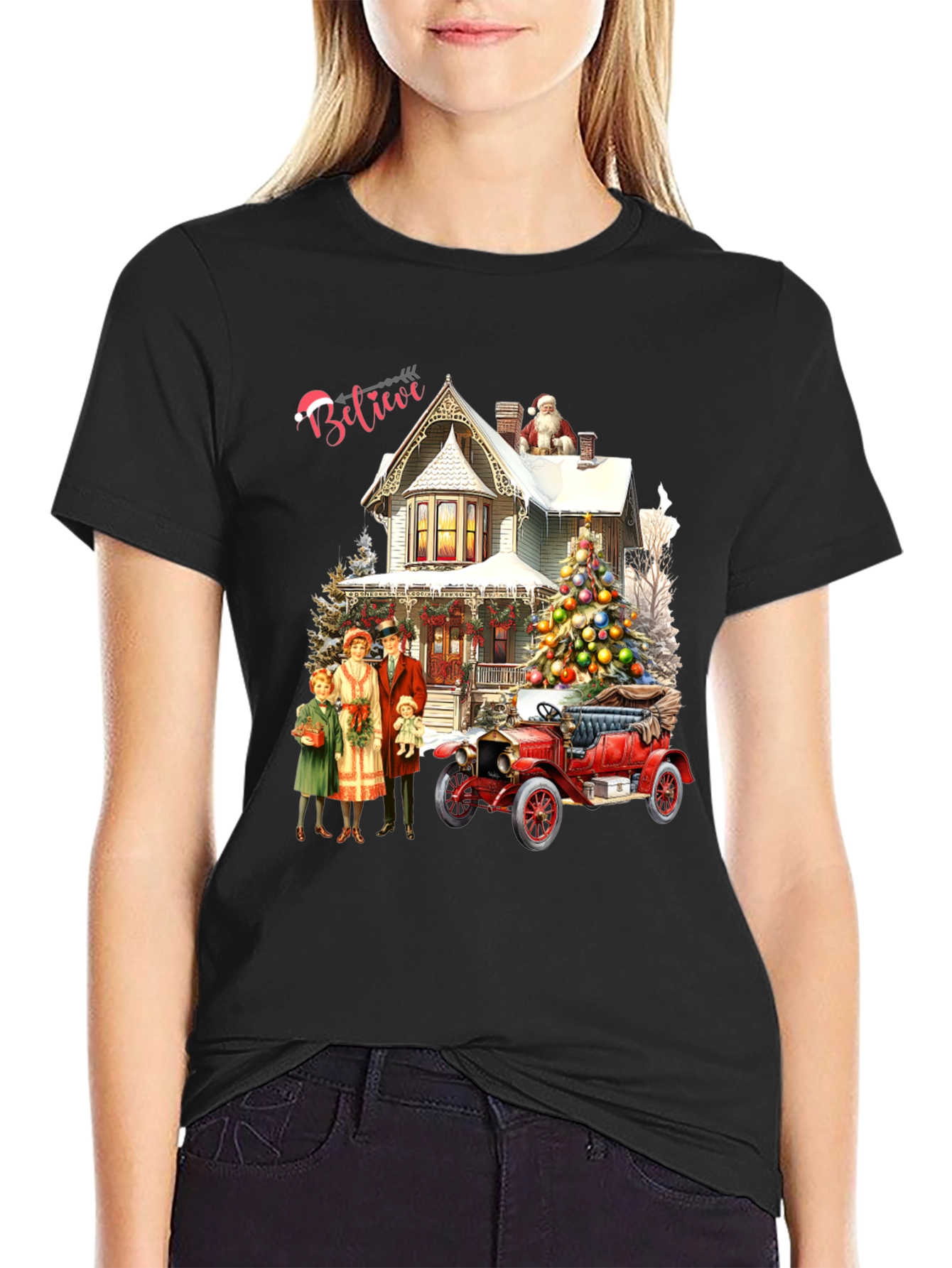 Believe Christmas Family & Car T-Shirt