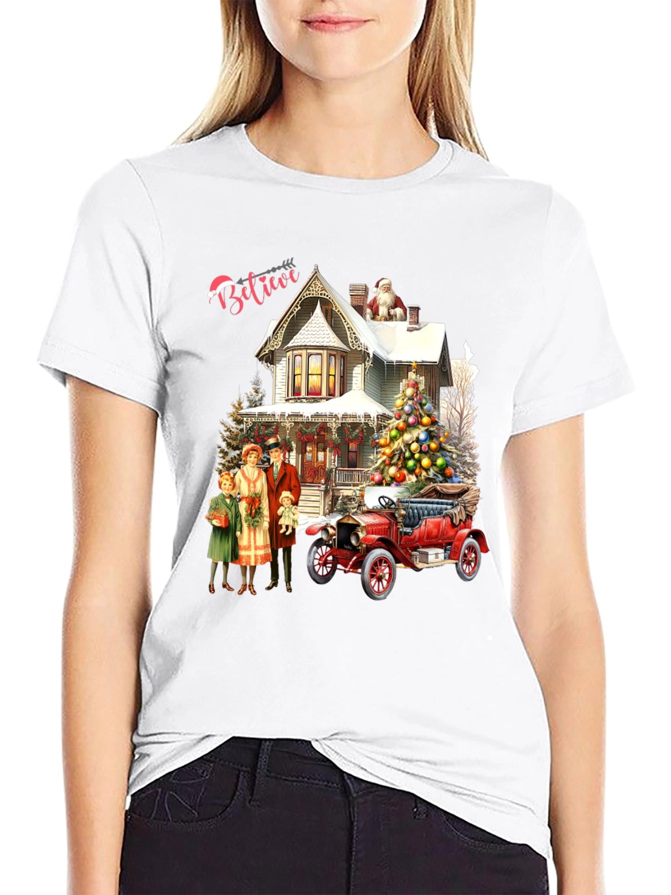 Believe Christmas Family & Car T-Shirt