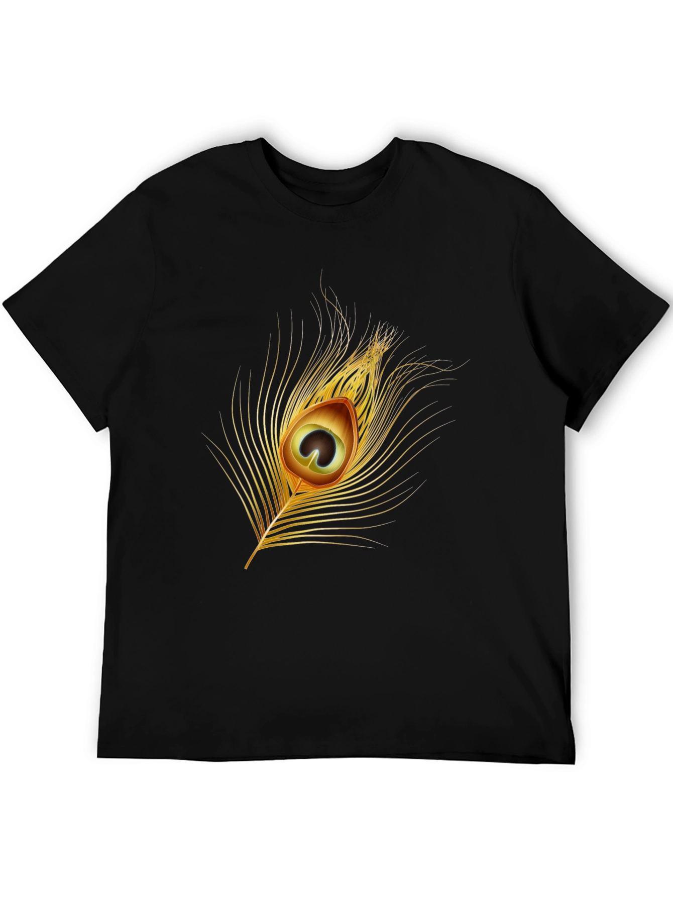 Peacock Feather Graphic Tee - Stylish Black T-Shirt