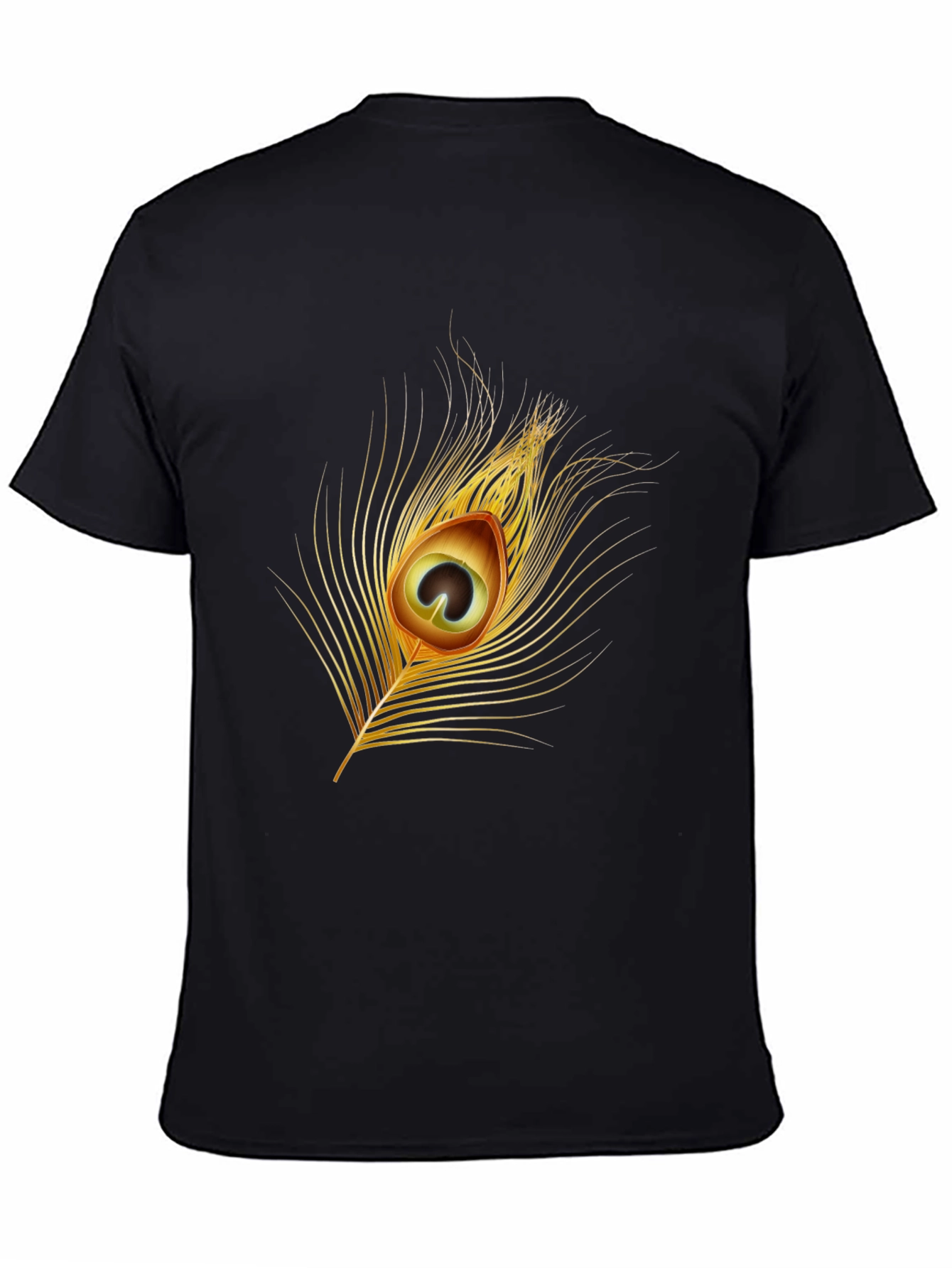 Peacock Feather Graphic Tee - Stylish Black T-Shirt
