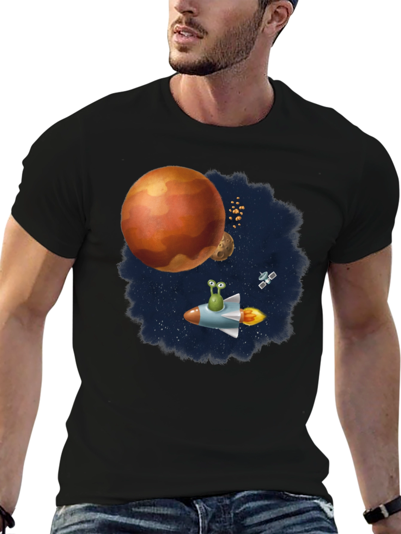 Space Alien Rocket Ride Graphic T-Shirt