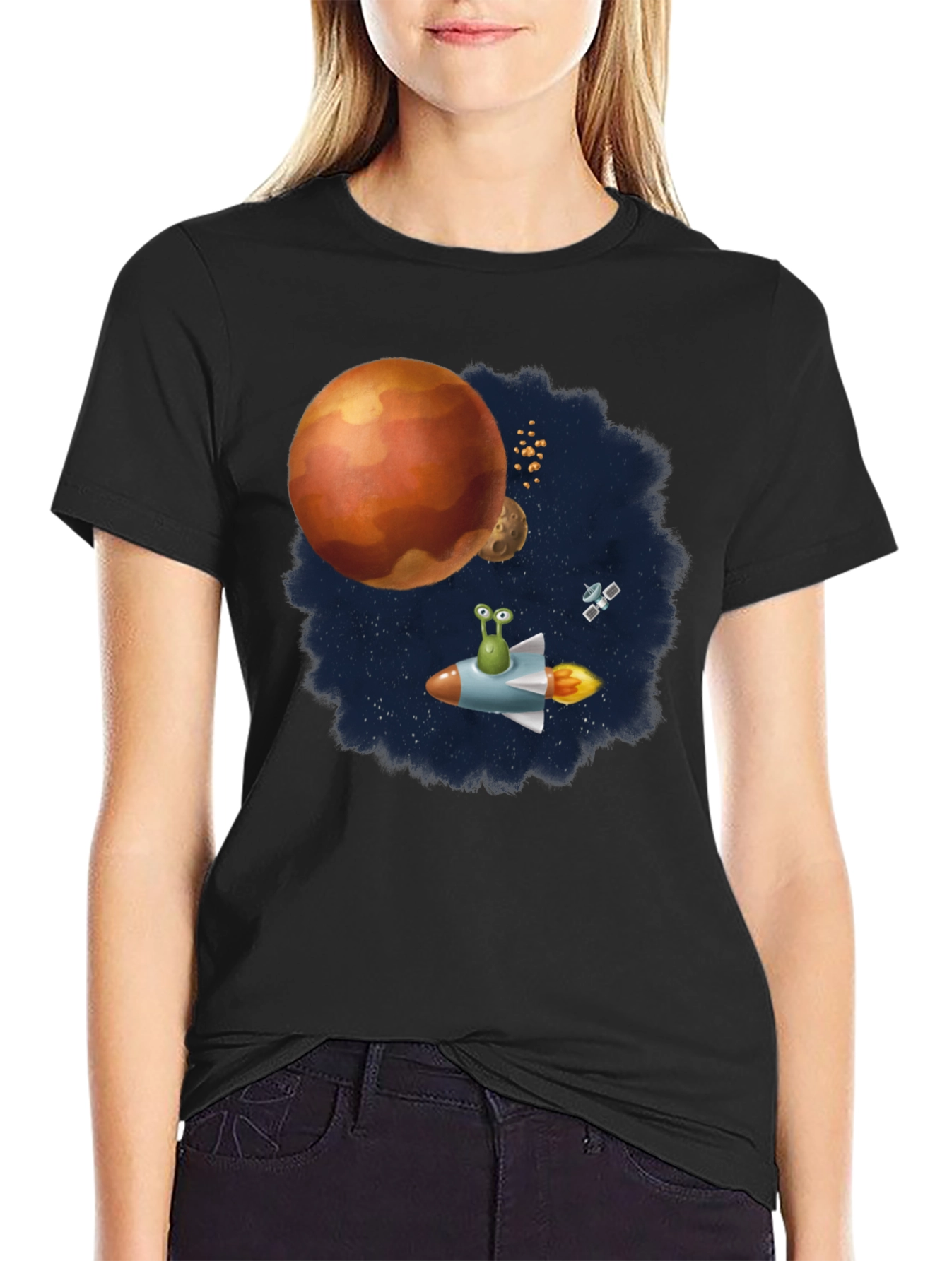 Space Alien Rocket Ride Graphic T-Shirt
