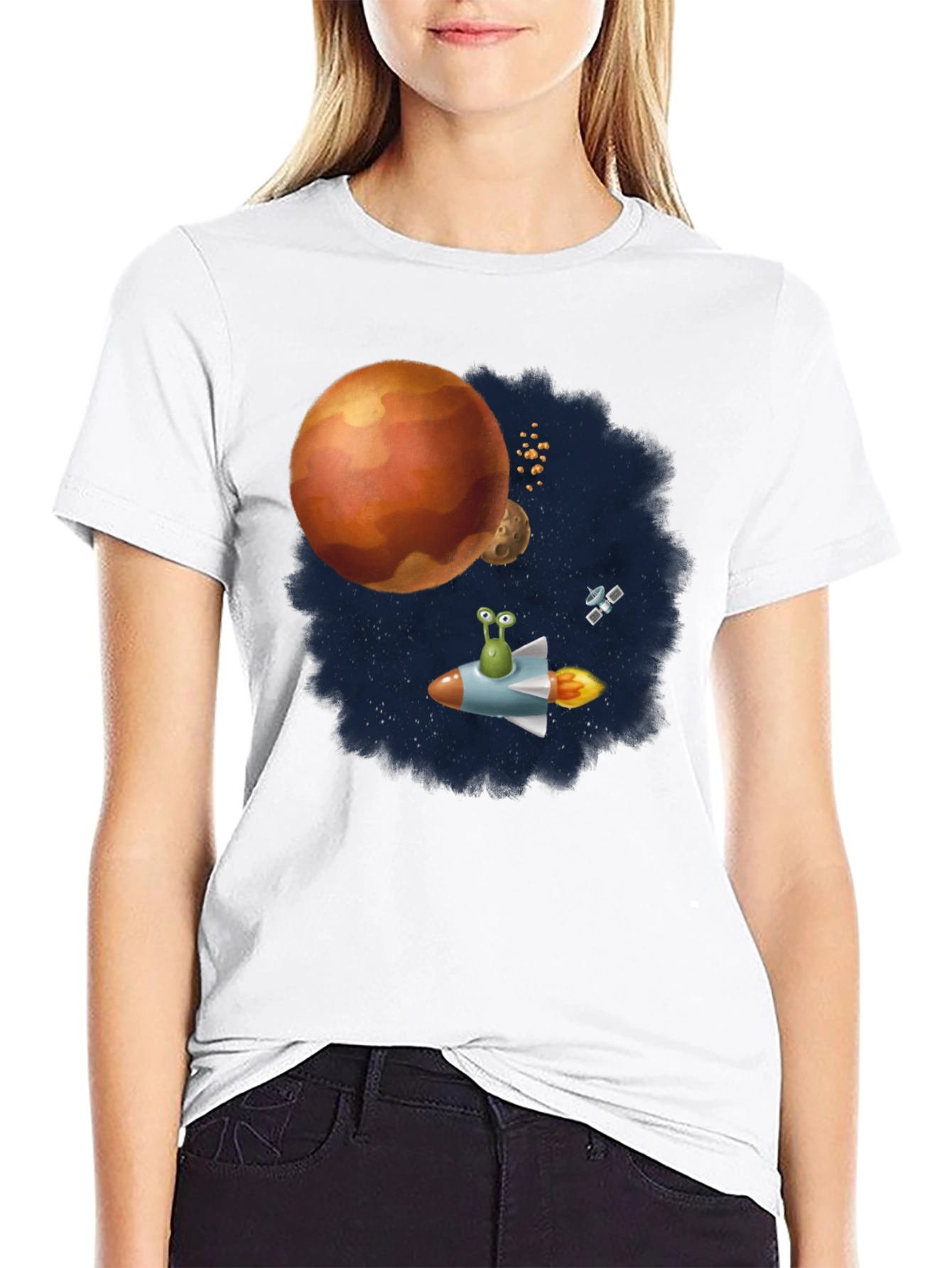 Space Alien Rocket Ride Graphic T-Shirt