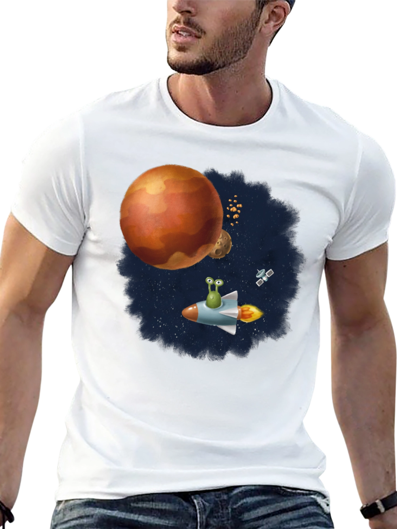 Space Alien Rocket Ride Graphic T-Shirt
