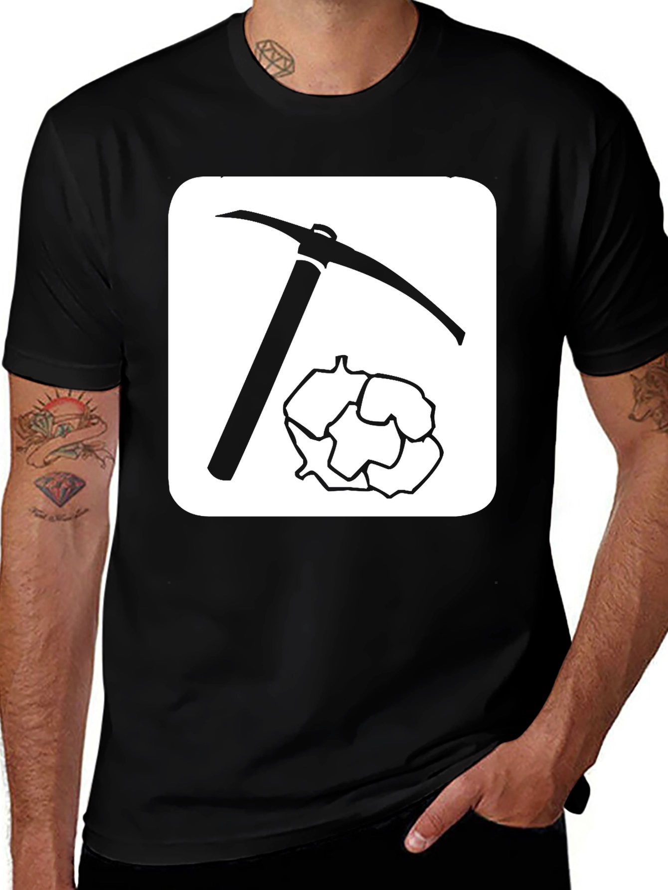 Miners Pick T-Shirt - Black Cotton Blend