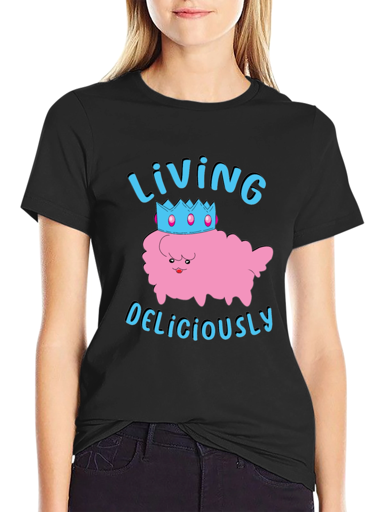 Living Deliciously T-Shirt - Cute Kawaii Crown
