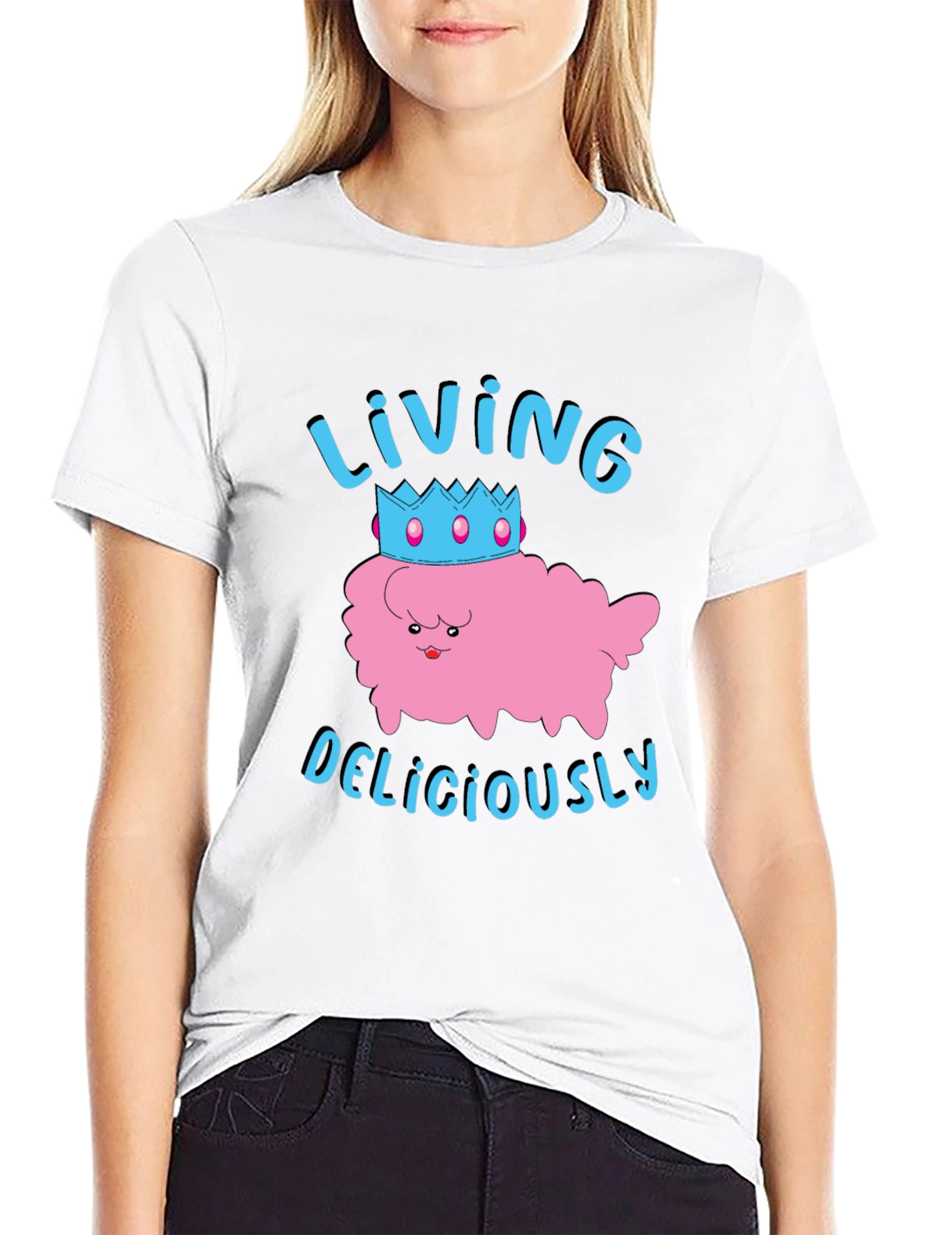 Living Deliciously T-Shirt - Cute Kawaii Crown