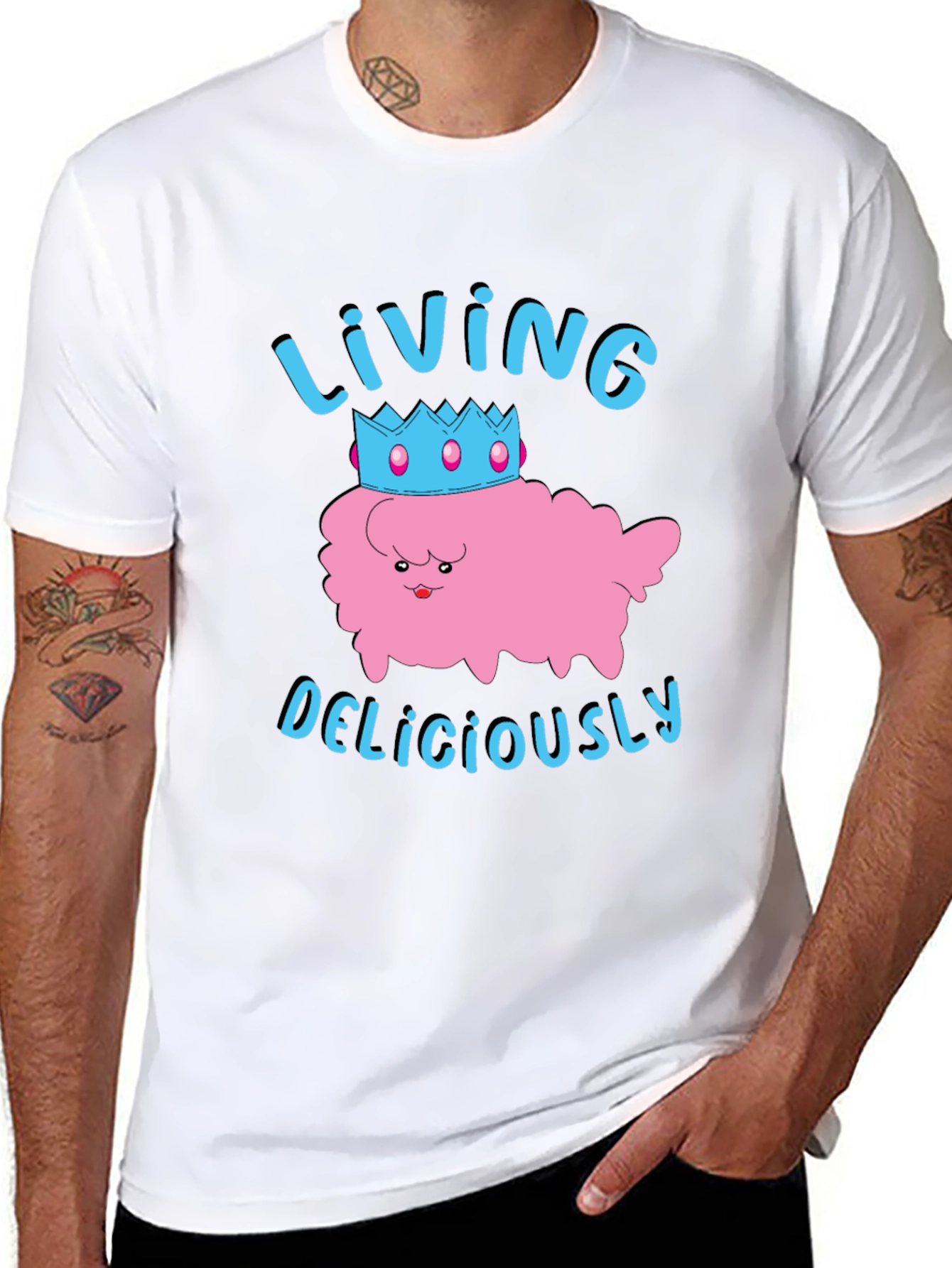 Living Deliciously T-Shirt - Cute Kawaii Crown