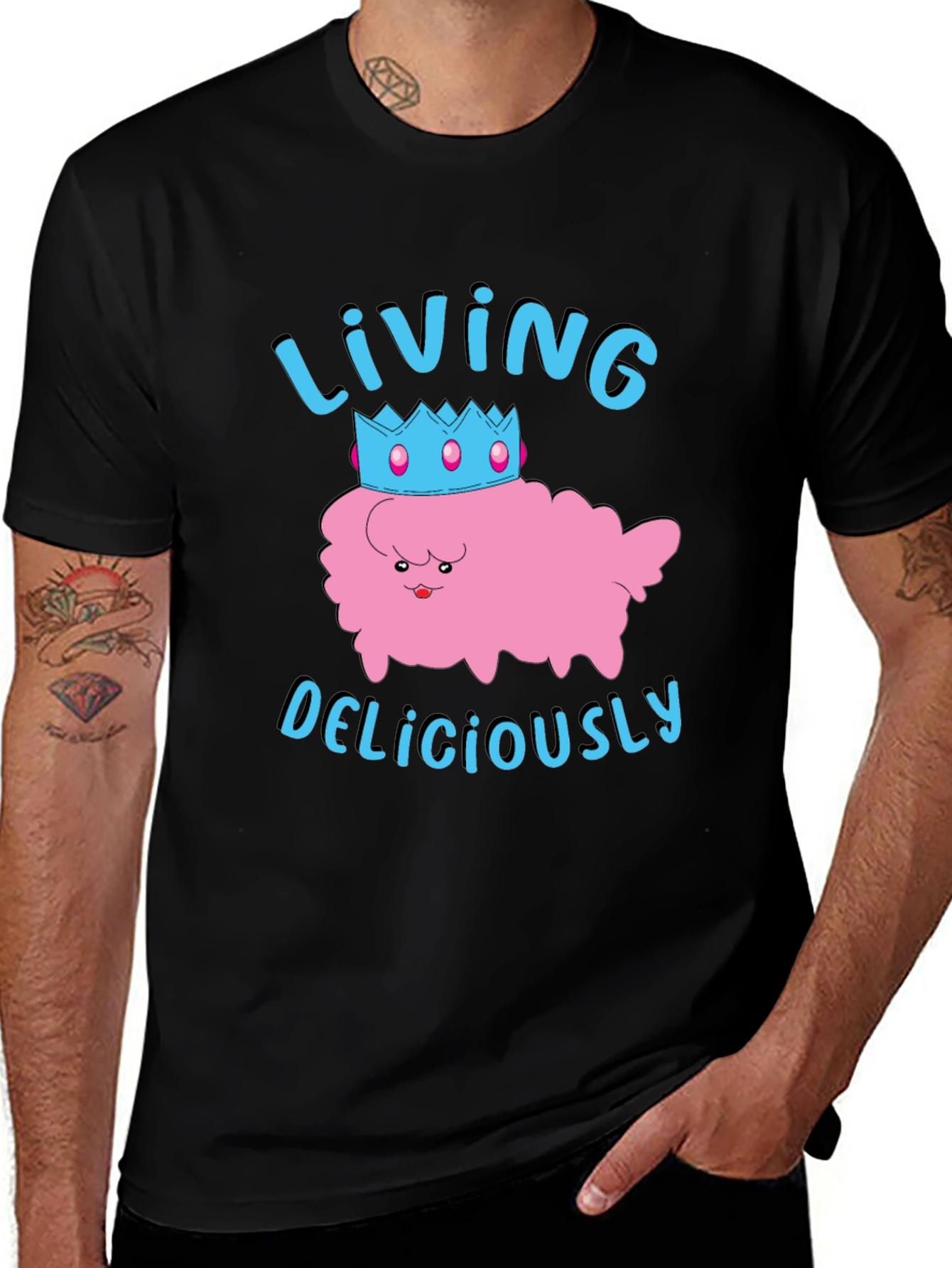 Living Deliciously T-Shirt - Cute Kawaii Crown