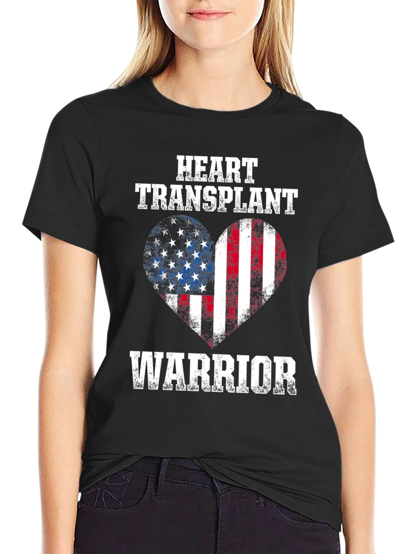 Heart Transplant Warrior USA Flag T-Shirt