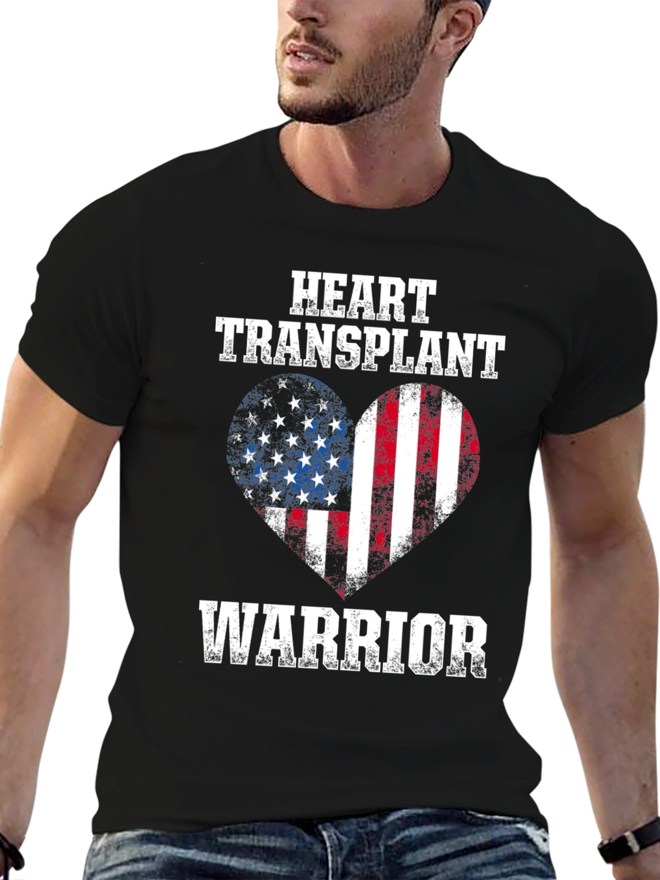 Heart Transplant Warrior USA Flag T-Shirt