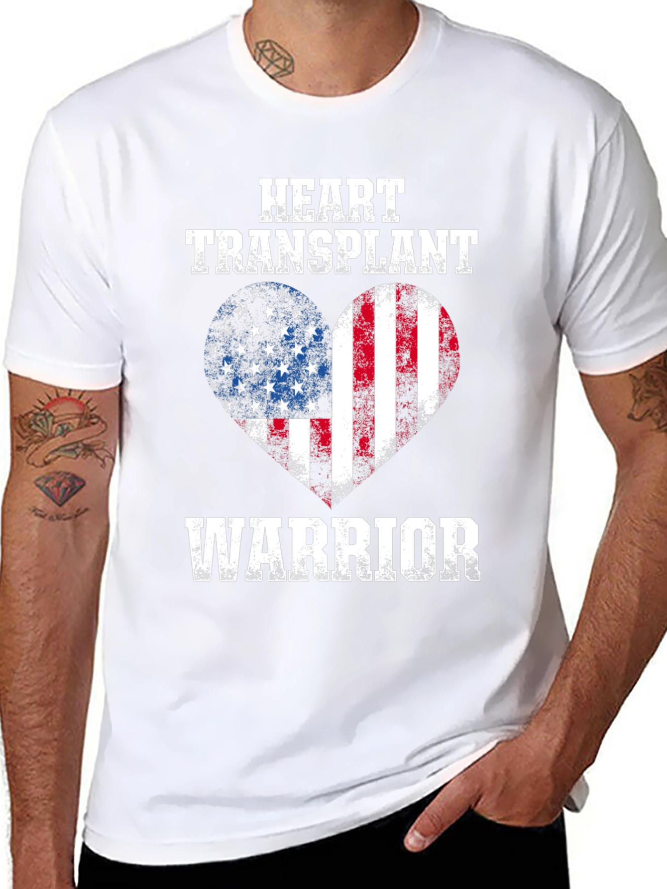 Heart Transplant Warrior USA Flag T-Shirt