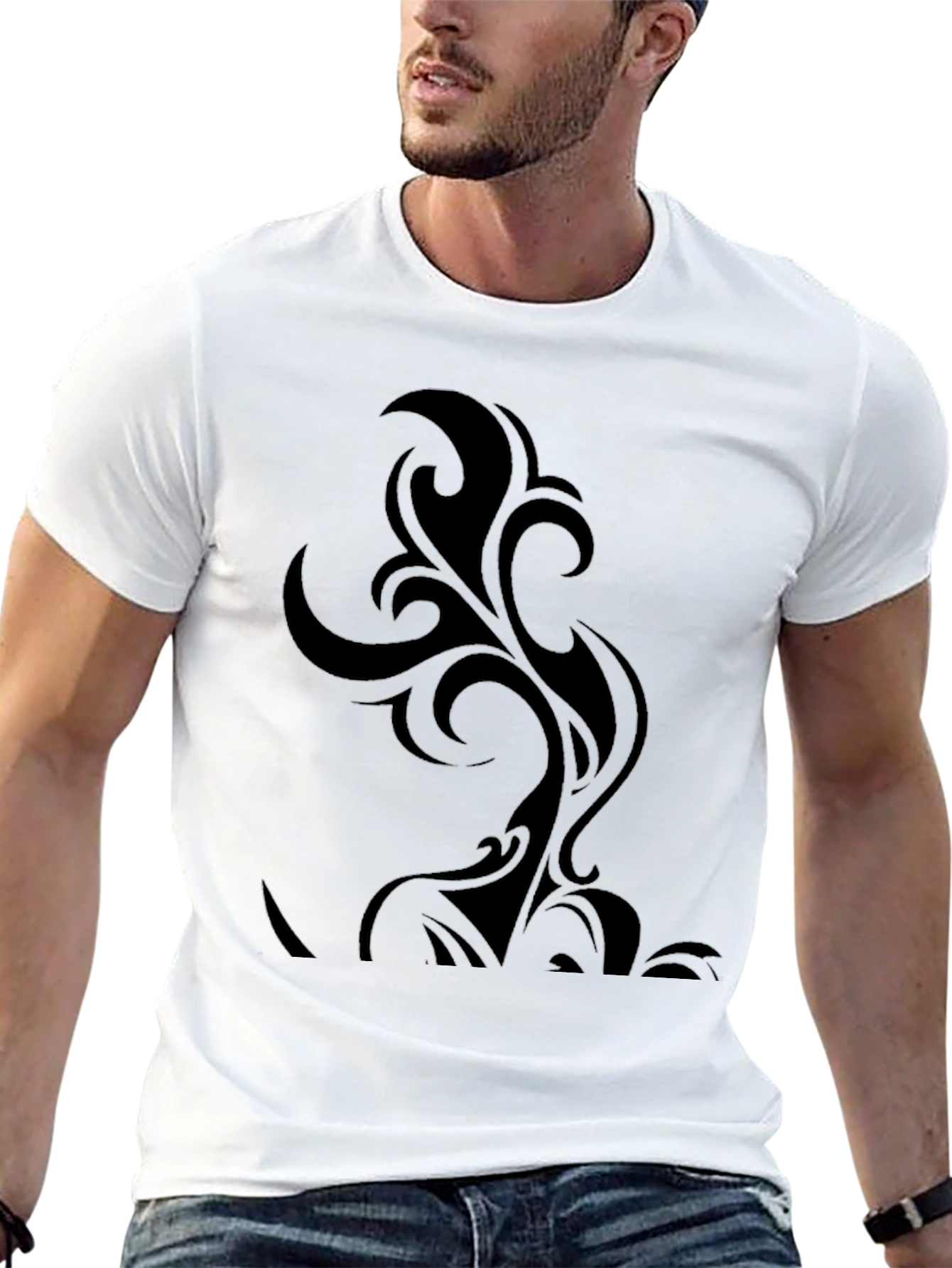Tribal Swirl Graphic Black T-Shirt