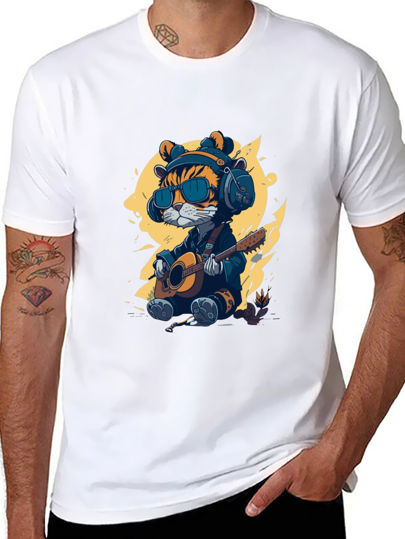 Cool Cat Guitar Player T-Shirt