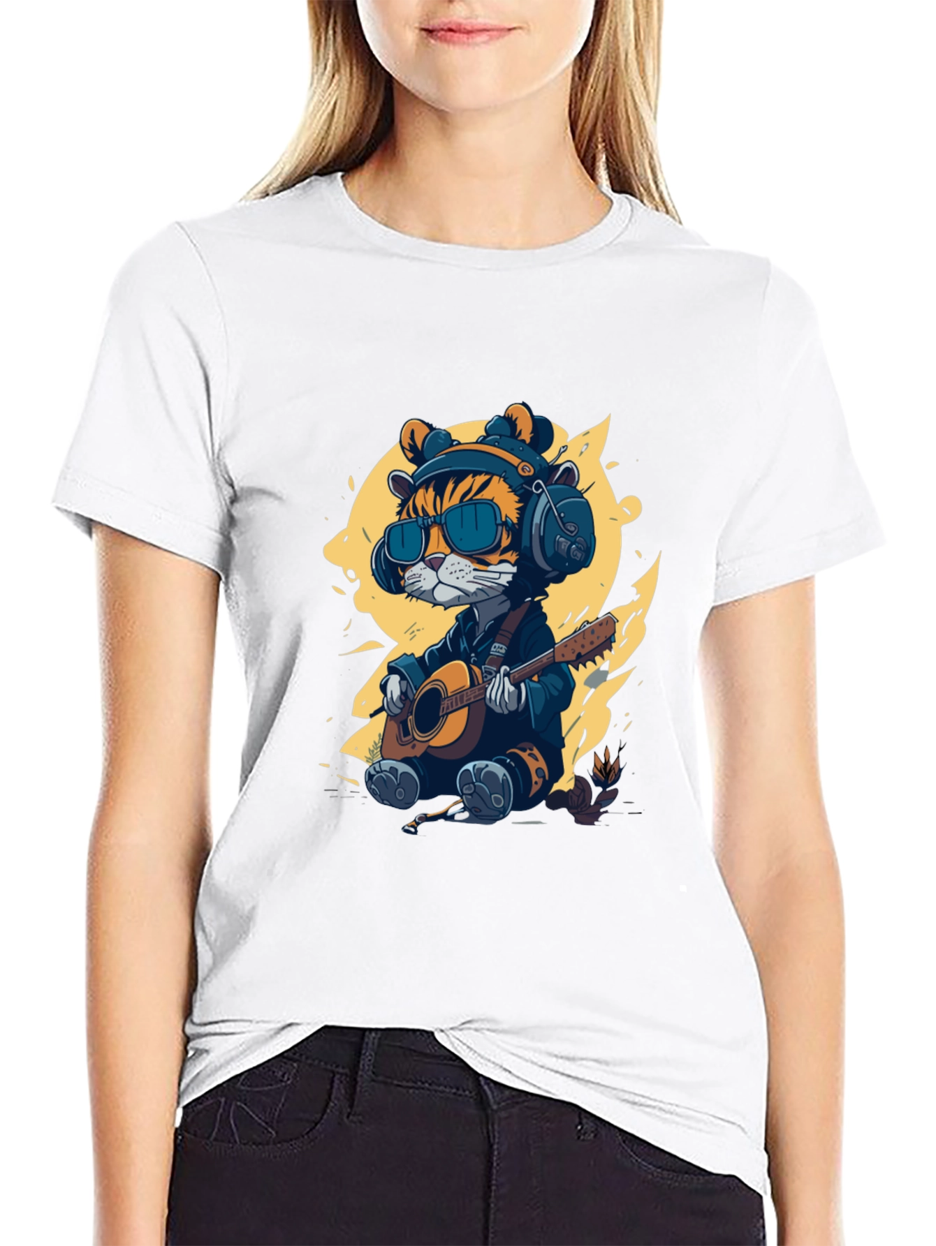 Cool Cat Guitar Player T-Shirt