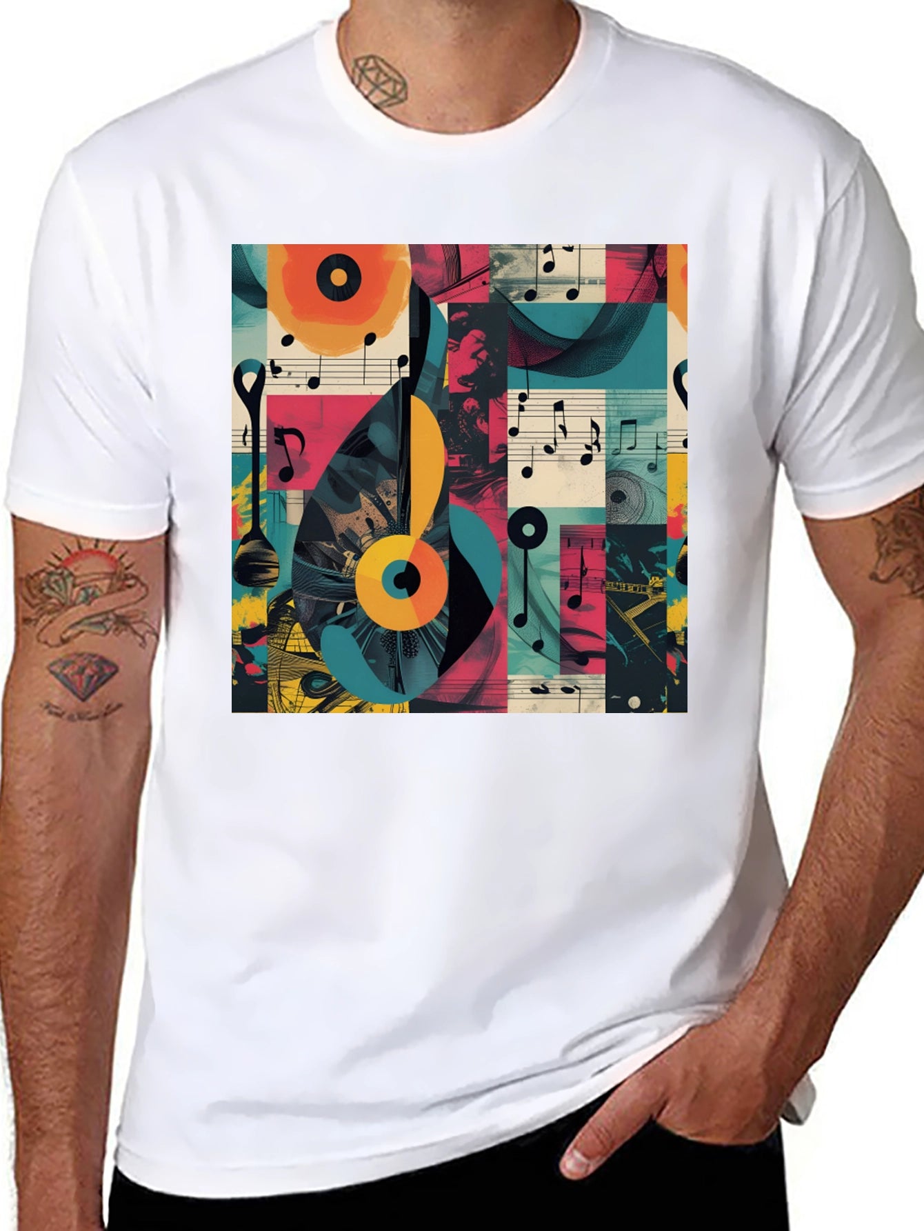 Abstract Music Note Graphic Tee - Modern Style