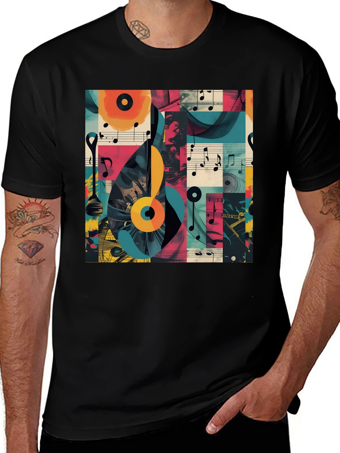 Abstract Music Note Graphic Tee - Modern Style